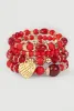 Heart Charm Beaded Stretch Bracelets Set of 4 sold by Rainbow