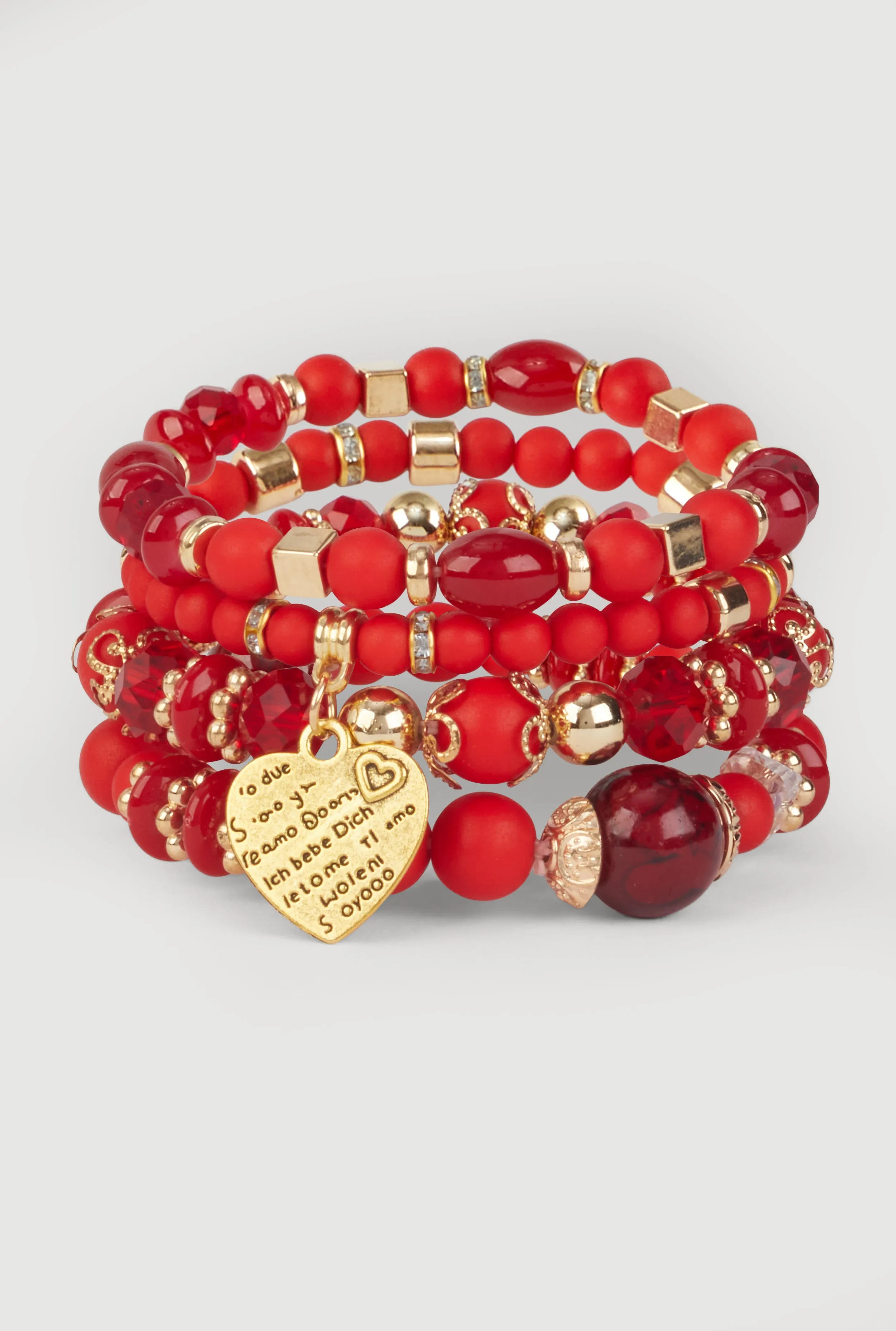 Heart Charm Beaded Stretch Bracelets Set of 4 sold by Rainbow product image thumbnail 2