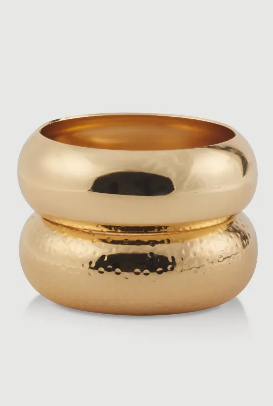 Hammered Detail Metallic Bangle Bracelets Set of 2 sold by Rainbow