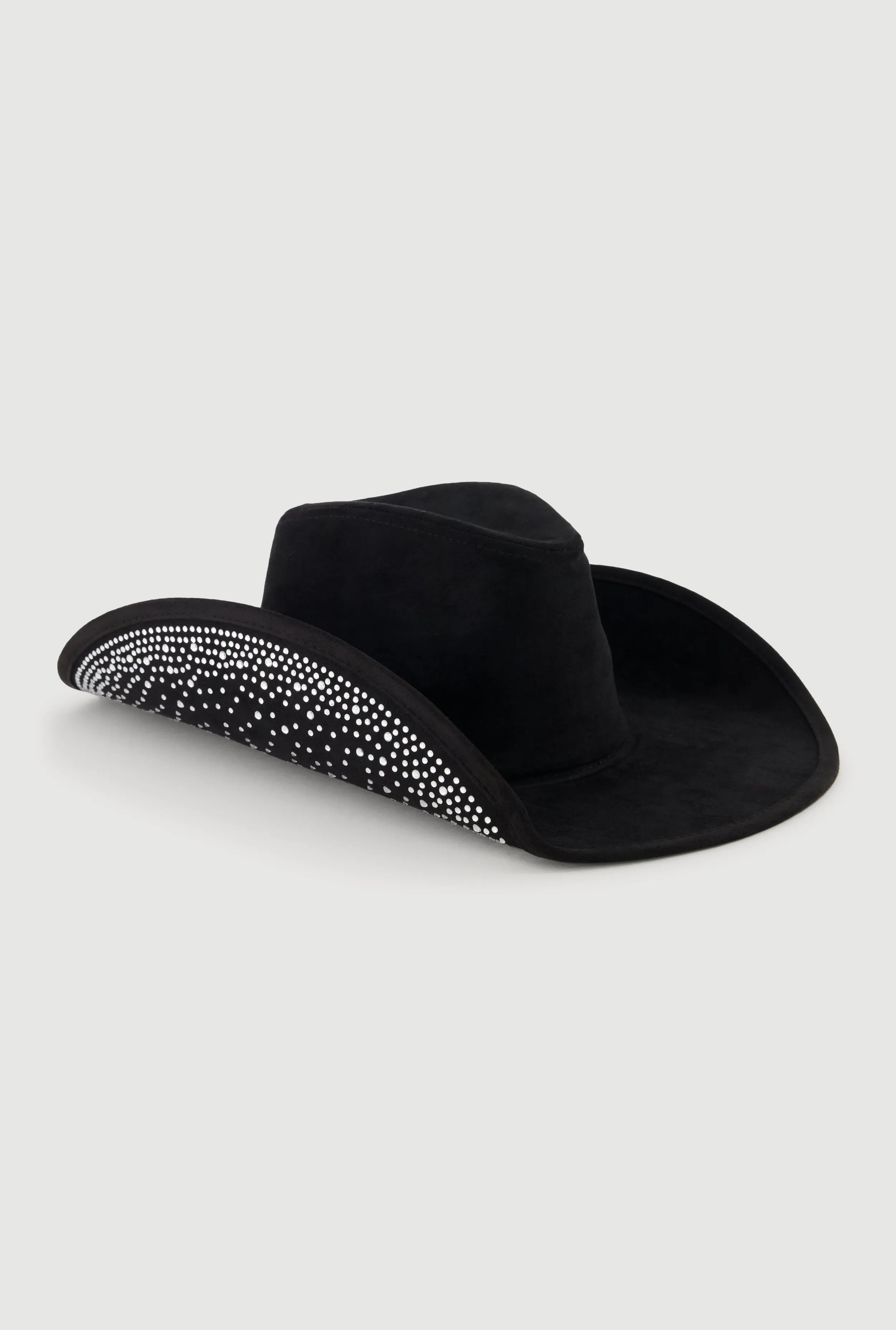 Faux Suede Rhinestone Brim Cowboy Hat sold by Rainbow
