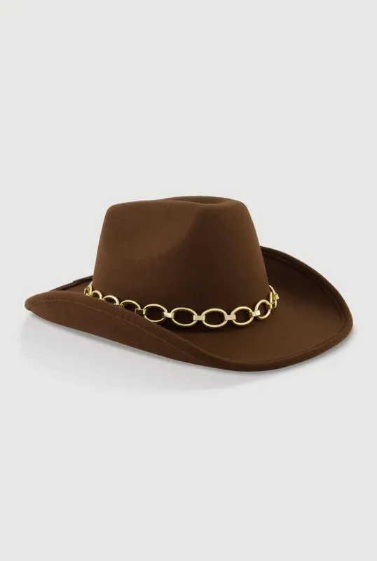 Felt Metallic Chain Trim Cowboy Hat sold by Rainbow