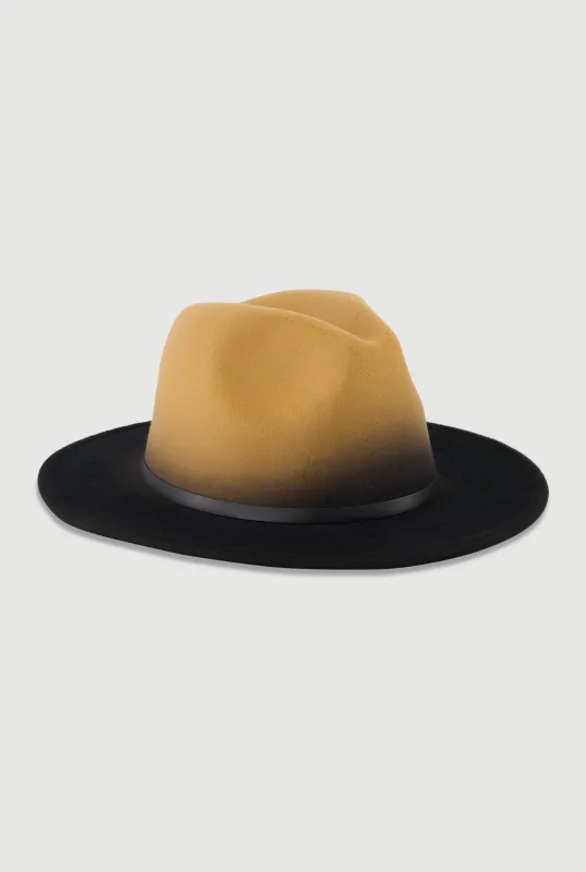 Two Tone Belted Trim Panama Hat sold by Rainbow