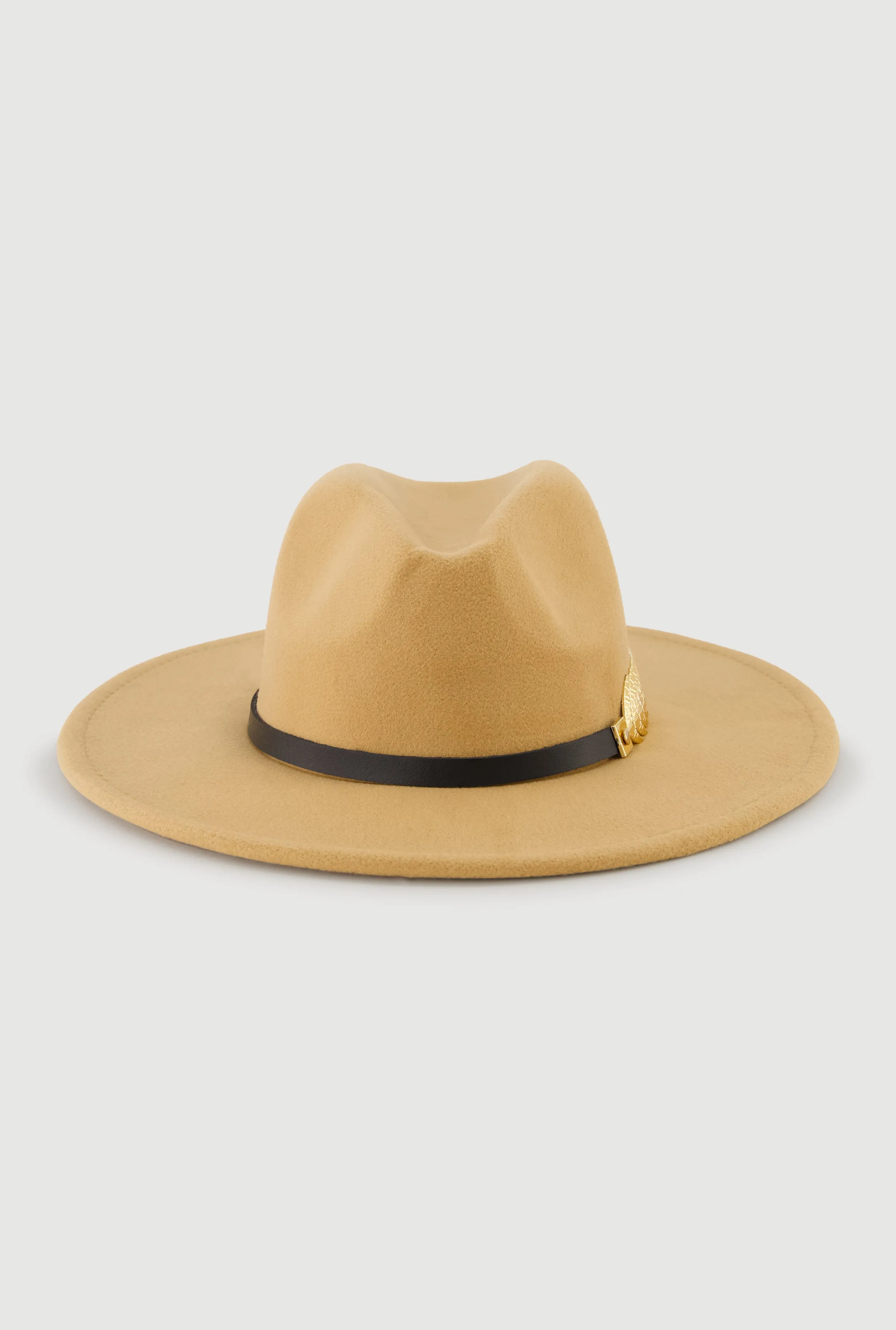 Metallic Fern Detail Belted Trim Panama Hat sold by Rainbow product image thumbnail 3