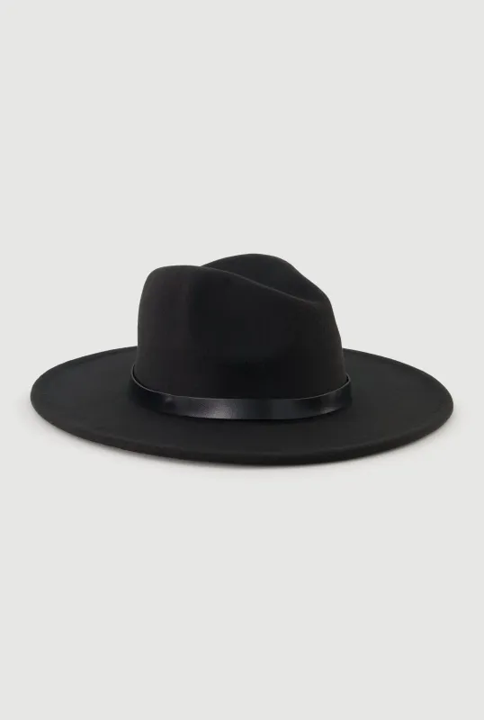 Felt Belted Trim Two Tone Brim Panama Hat sold by Rainbow