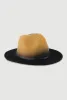 Two Tone Belted Trim Panama Hat sold by Rainbow