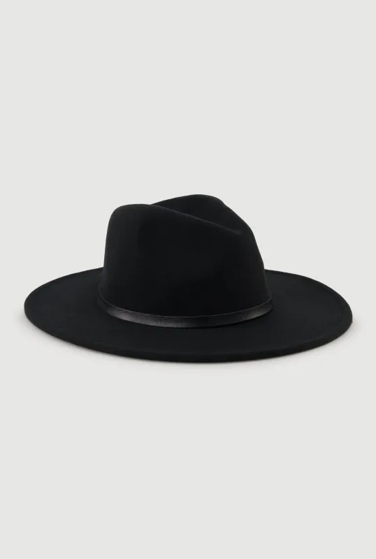Metallic Fern Detail Belted Trim Panama Hat sold by Rainbow