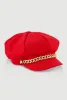 Rhinestone Curb Chain Detail Cabbie Hat sold by Rainbow