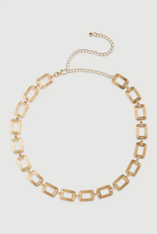 Plus Size Square Link Metallic Chain Belt sold by Rainbow