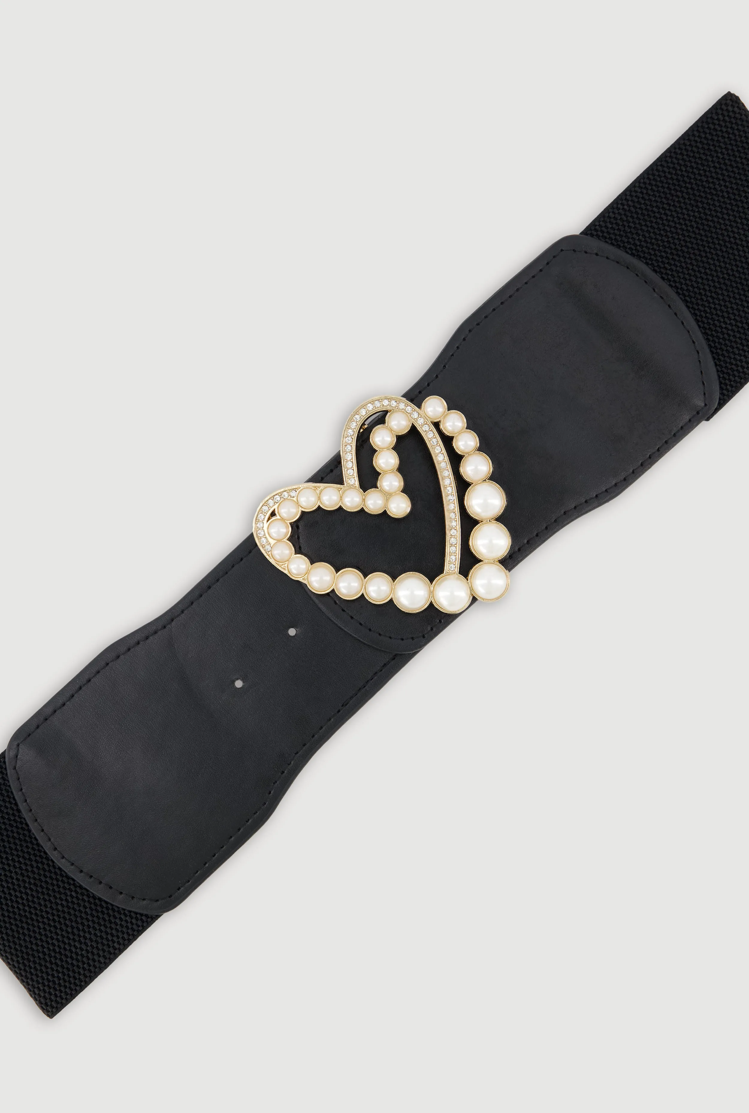 Faux Pearl Rhinestone Metallic Heart Detail Belt sold by Rainbow product image thumbnail 3