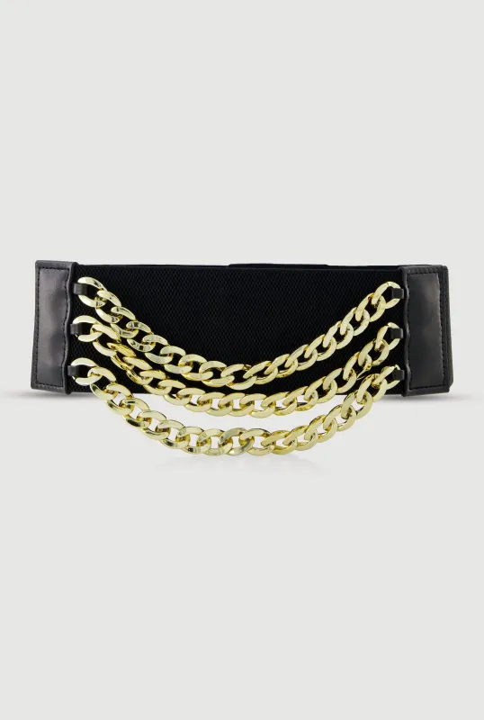 Metallic Layered Chain Detail Belt sold by Rainbow