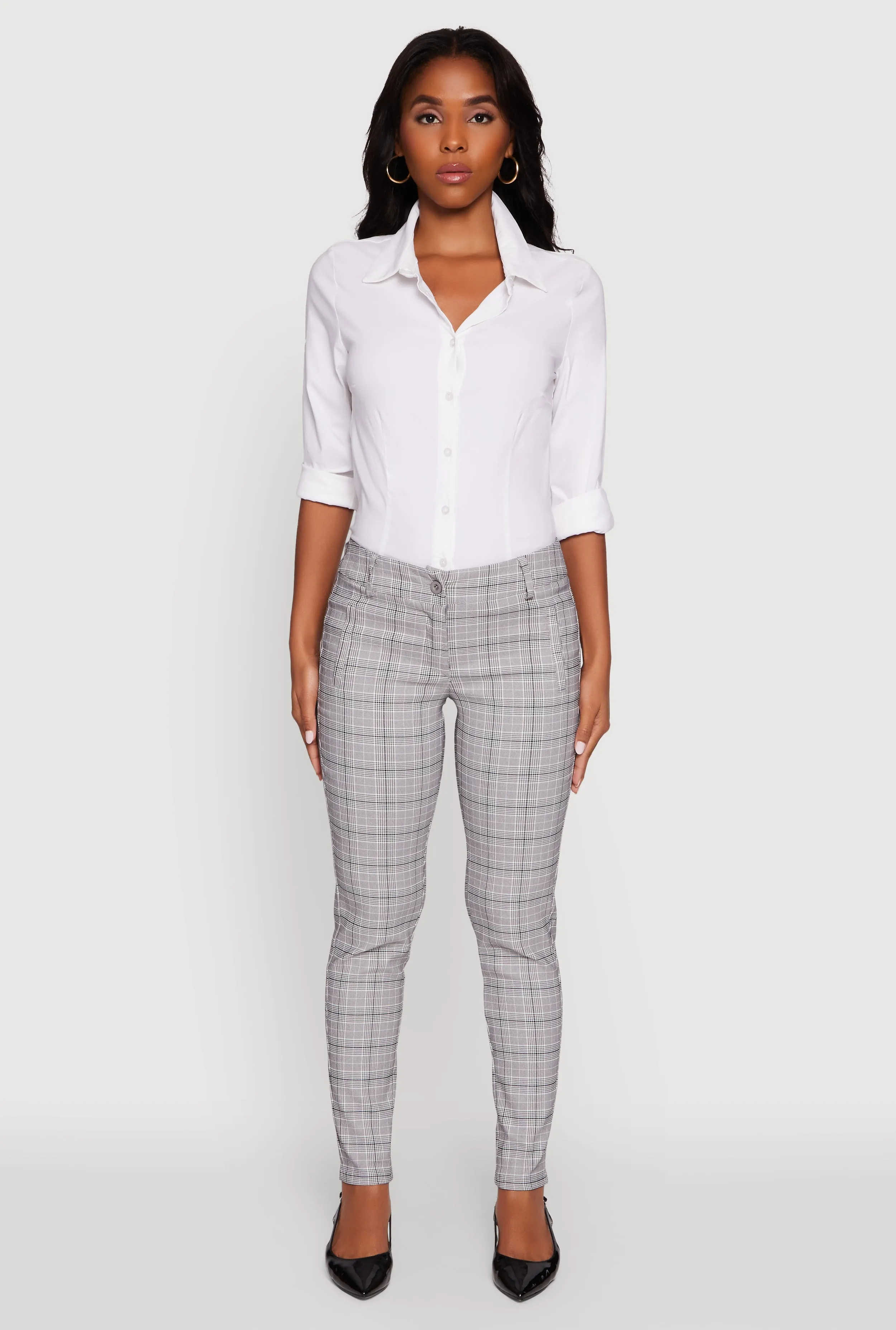 Mid Rise Plaid Skinny Dress Pants sold by Rainbow product image thumbnail 2