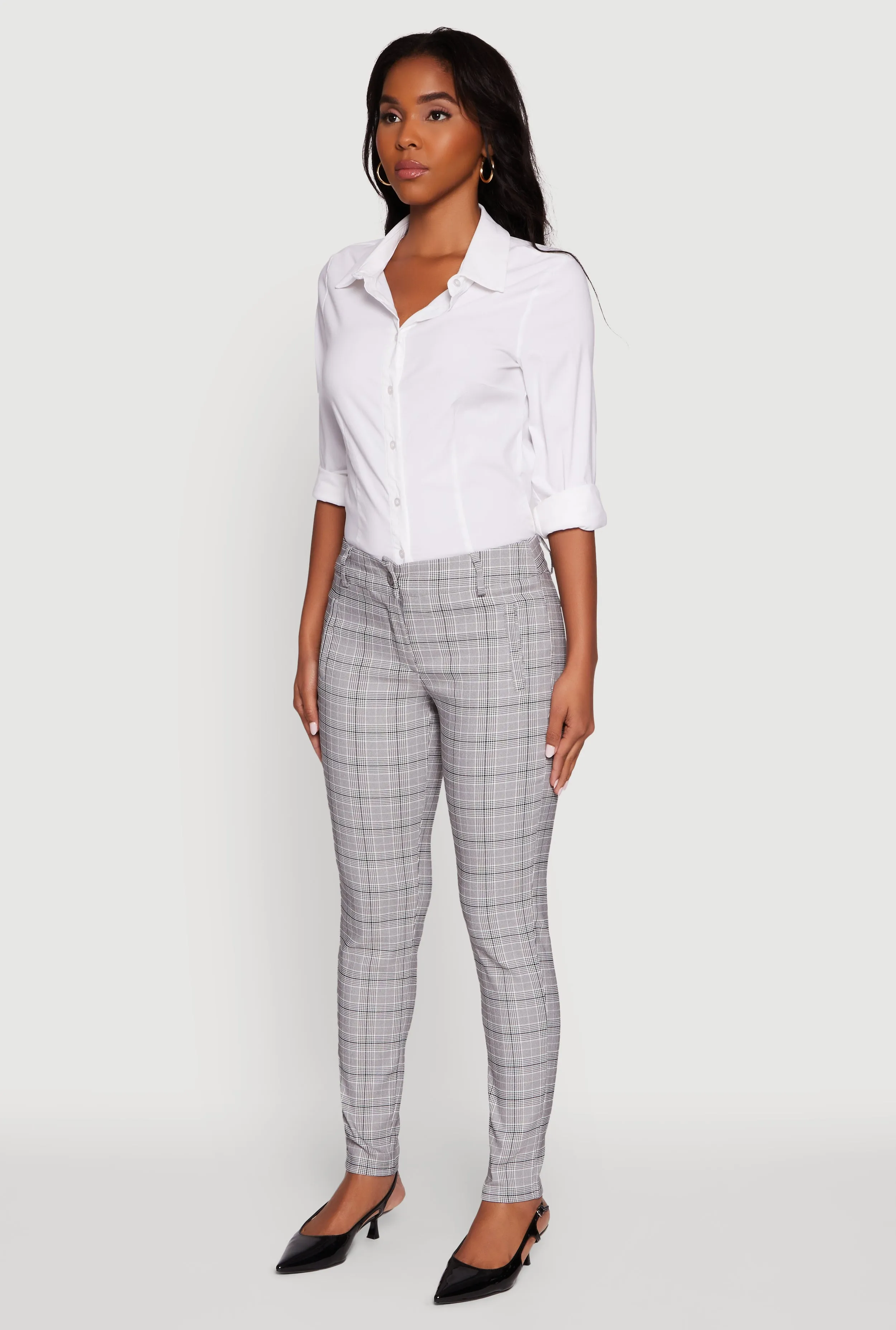 Mid Rise Plaid Skinny Dress Pants sold by Rainbow product image thumbnail 3