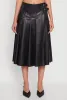 Faux Leather Buckle Detail Midi Pleated Skirt sold by Rainbow