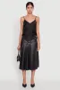Faux Leather Buckle Detail Midi Pleated Skirt sold by Rainbow