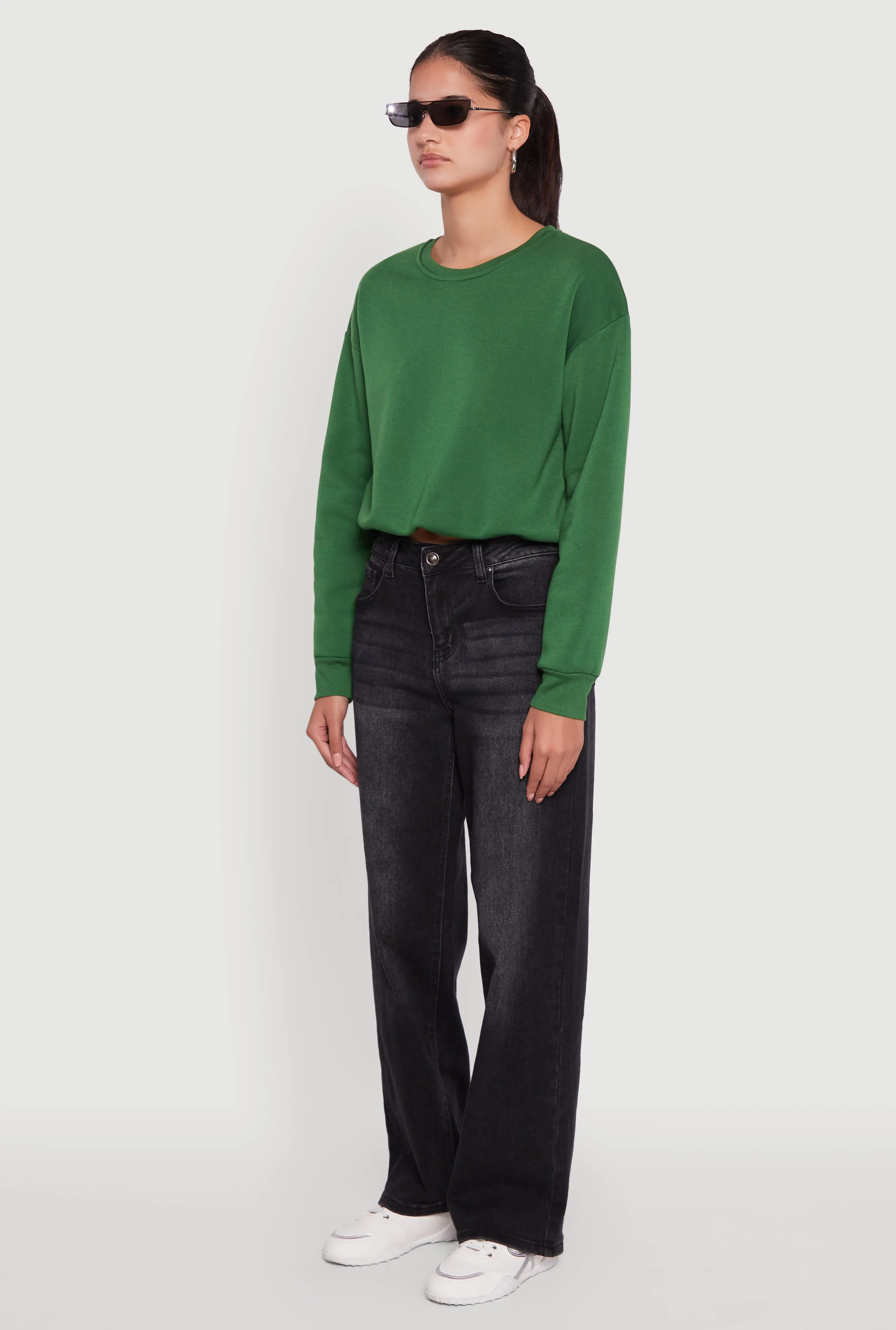 Cropped Bubble Hem Long Sleeve Sweatshirt sold by Rainbow product image thumbnail 5