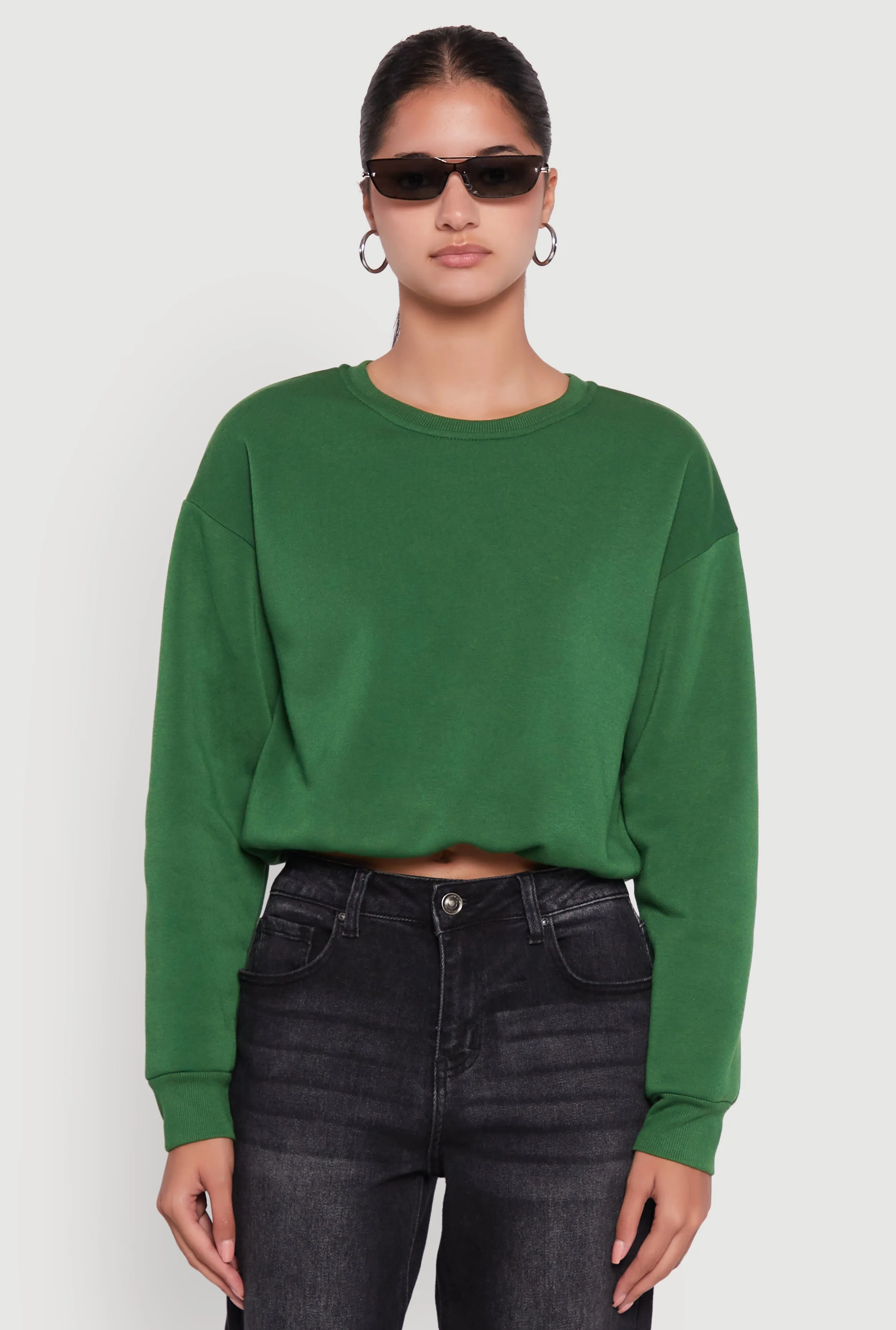 Cropped Bubble Hem Long Sleeve Sweatshirt sold by Rainbow product image thumbnail 2