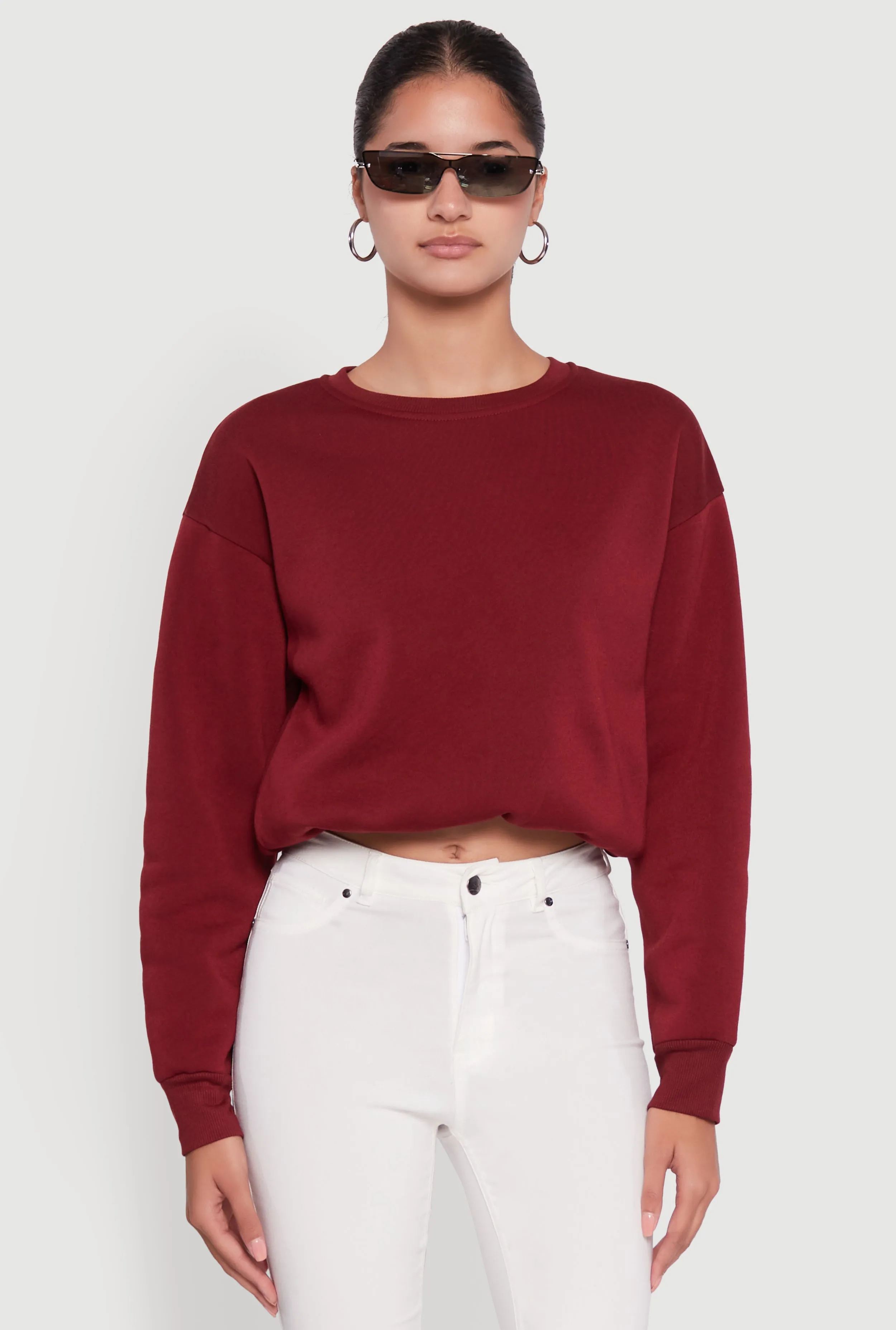 Cropped Bubble Hem Long Sleeve Sweatshirt sold by Rainbow product image thumbnail 2