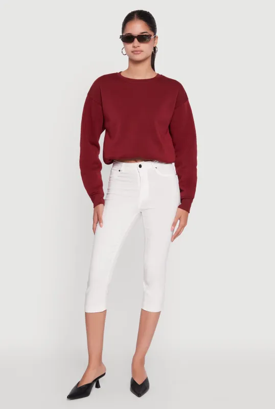 Cropped Bubble Hem Long Sleeve Sweatshirt sold by Rainbow