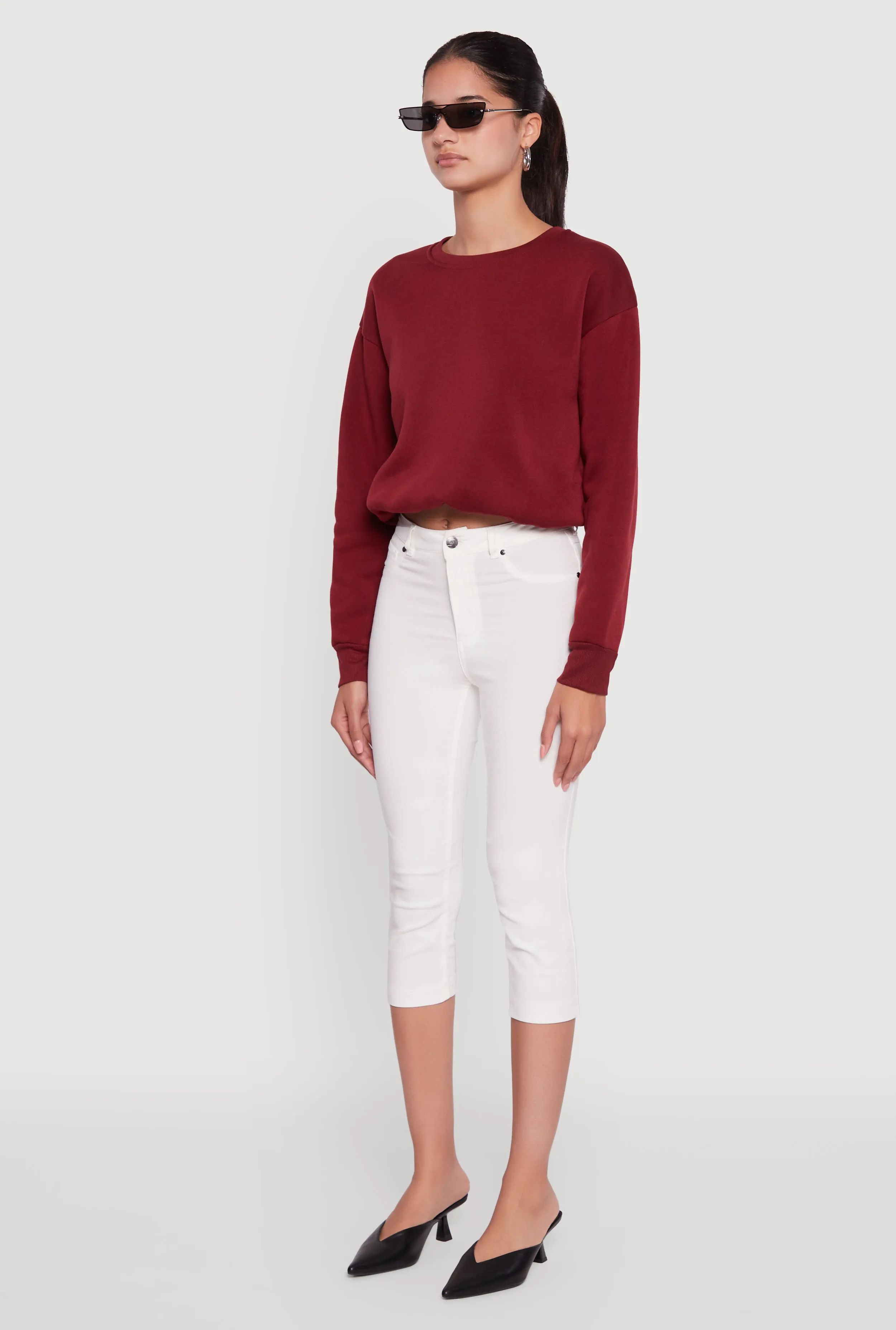 Cropped Bubble Hem Long Sleeve Sweatshirt sold by Rainbow product image thumbnail 5
