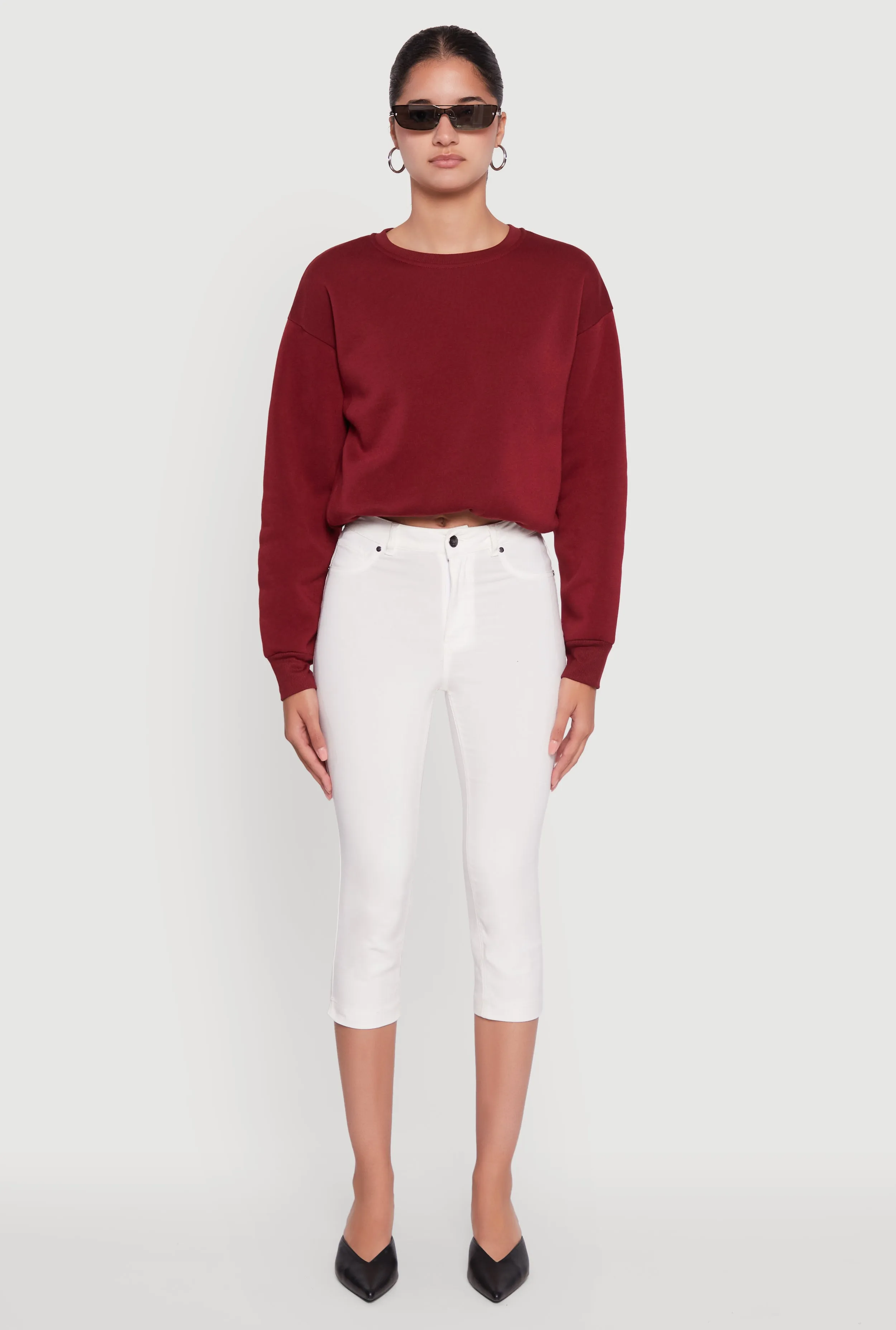 Cropped Bubble Hem Long Sleeve Sweatshirt sold by Rainbow product image thumbnail 3