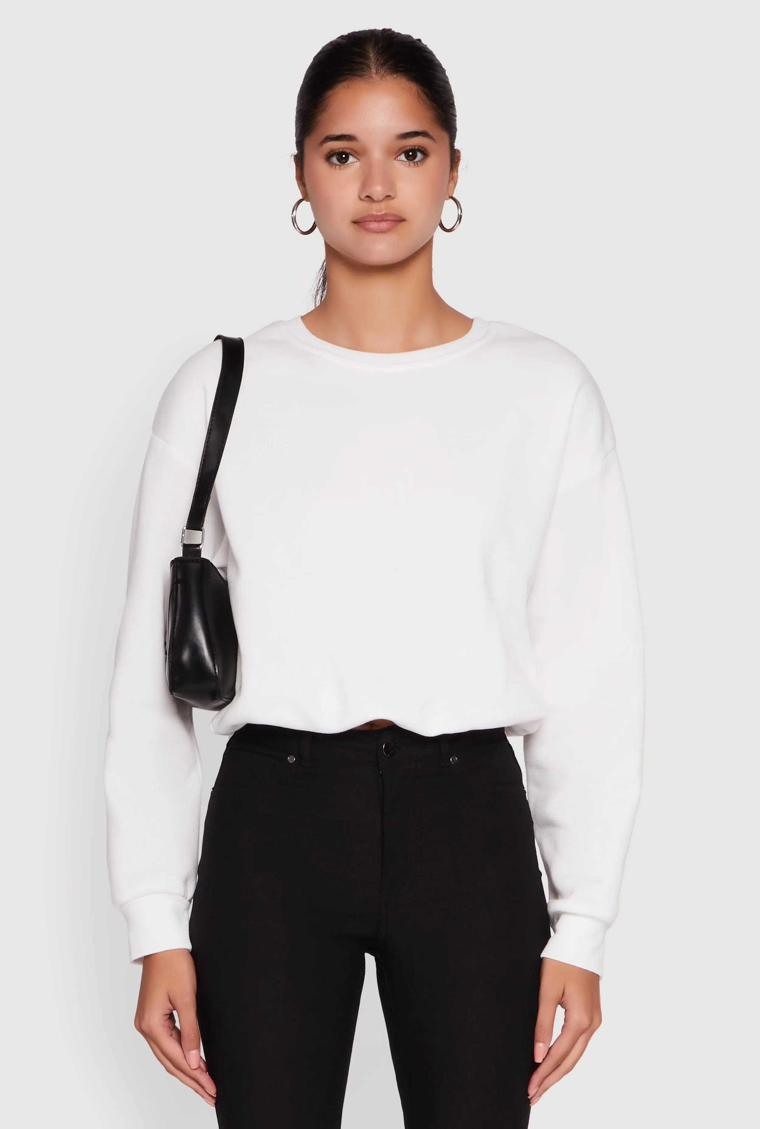 Cropped Bubble Hem Long Sleeve Sweatshirt sold by Rainbow product image thumbnail 2