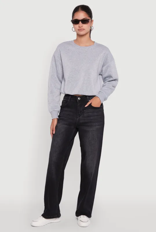 Cropped Bubble Hem Long Sleeve Sweatshirt sold by Rainbow