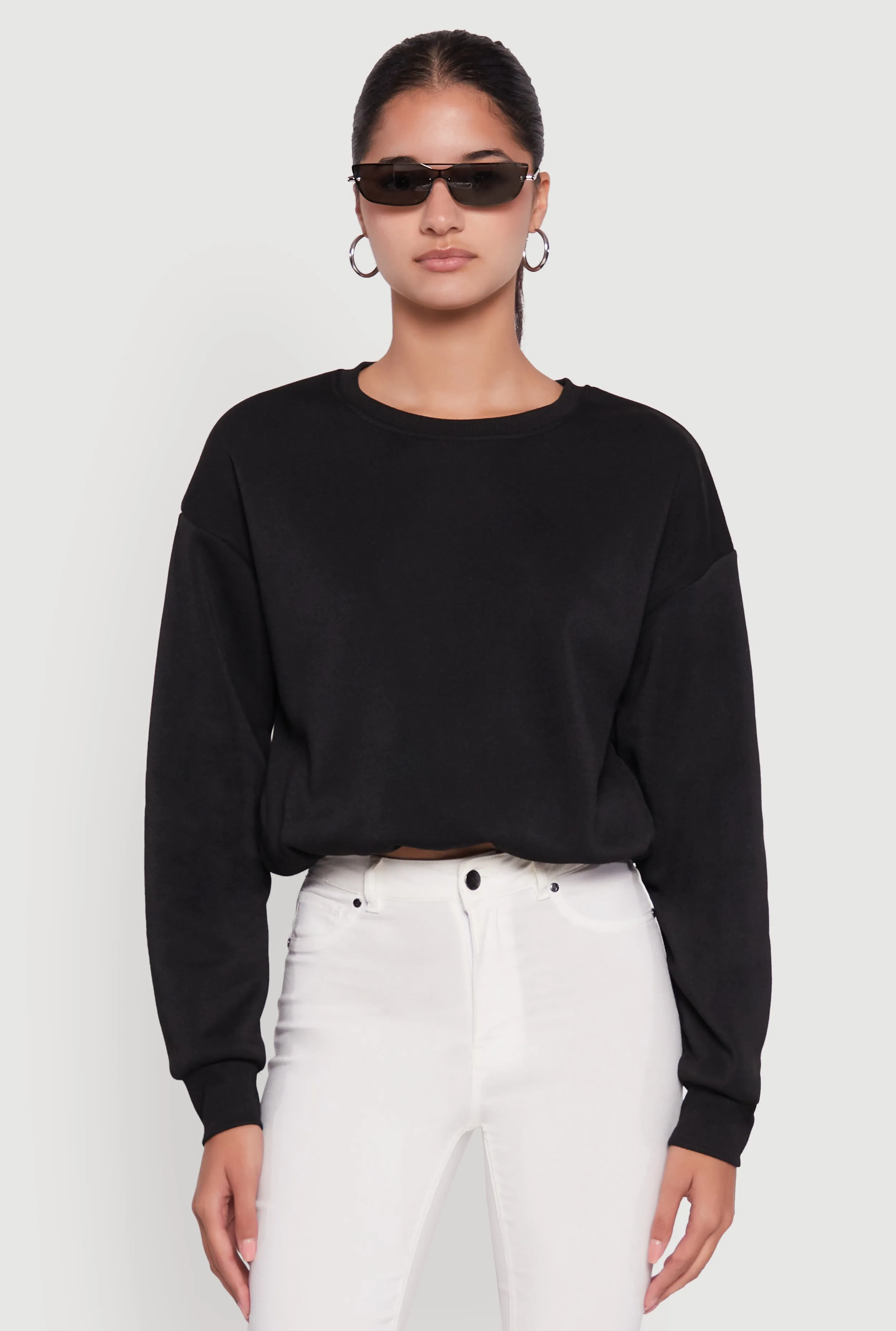 Cropped Bubble Hem Long Sleeve Sweatshirt sold by Rainbow product image thumbnail 2