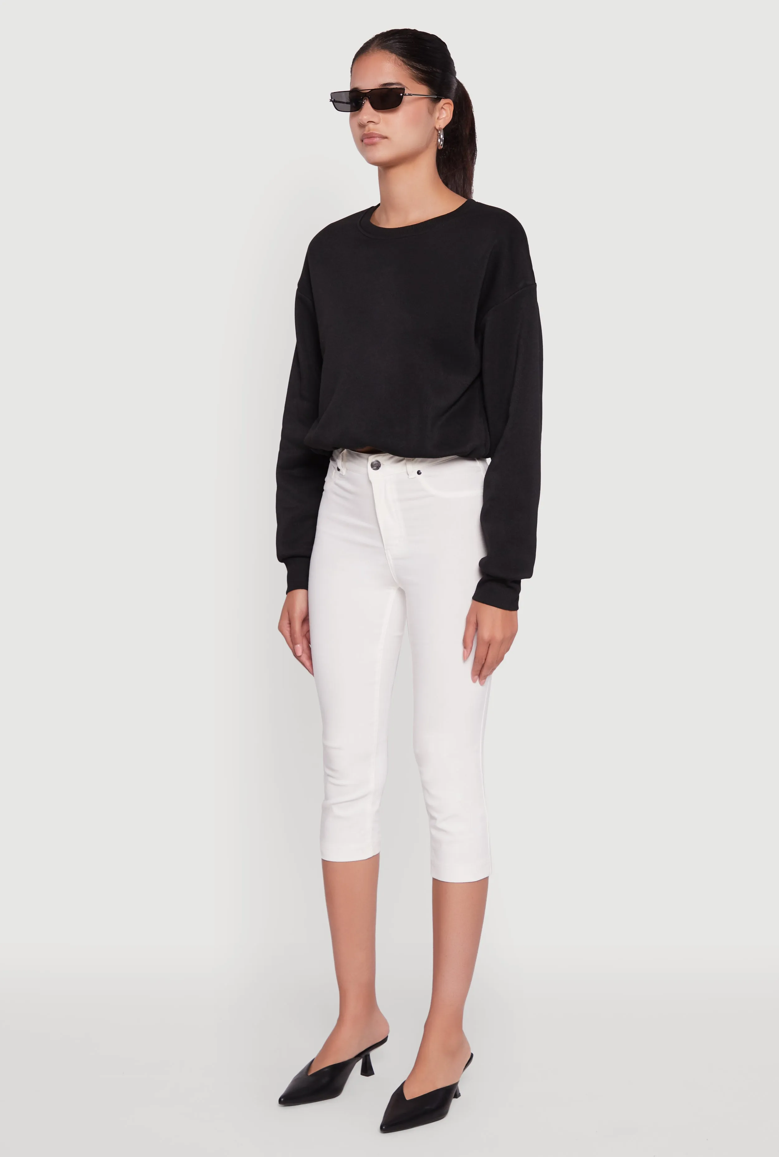 Cropped Bubble Hem Long Sleeve Sweatshirt sold by Rainbow product image thumbnail 5