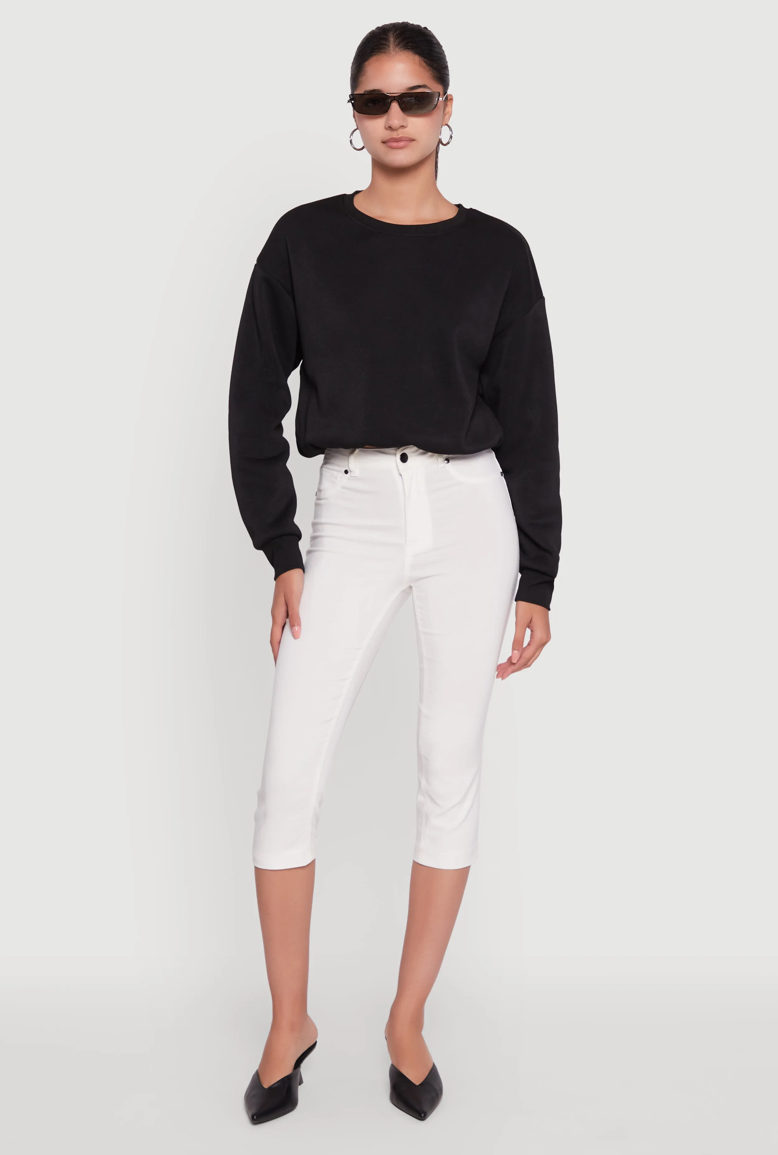 Cropped Bubble Hem Long Sleeve Sweatshirt sold by Rainbow