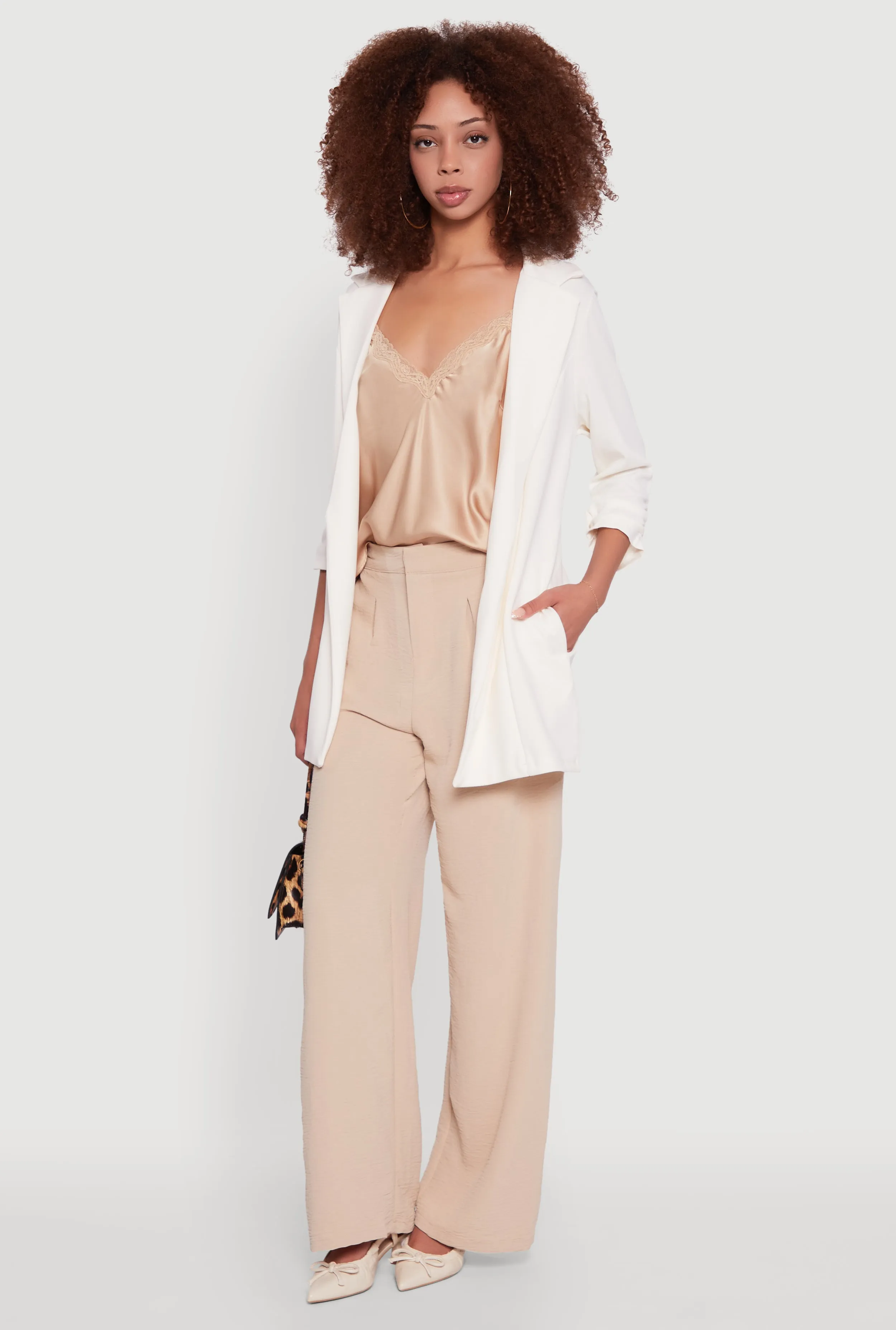 Textured Knit Ruched Sleeve Blazer sold by Rainbow