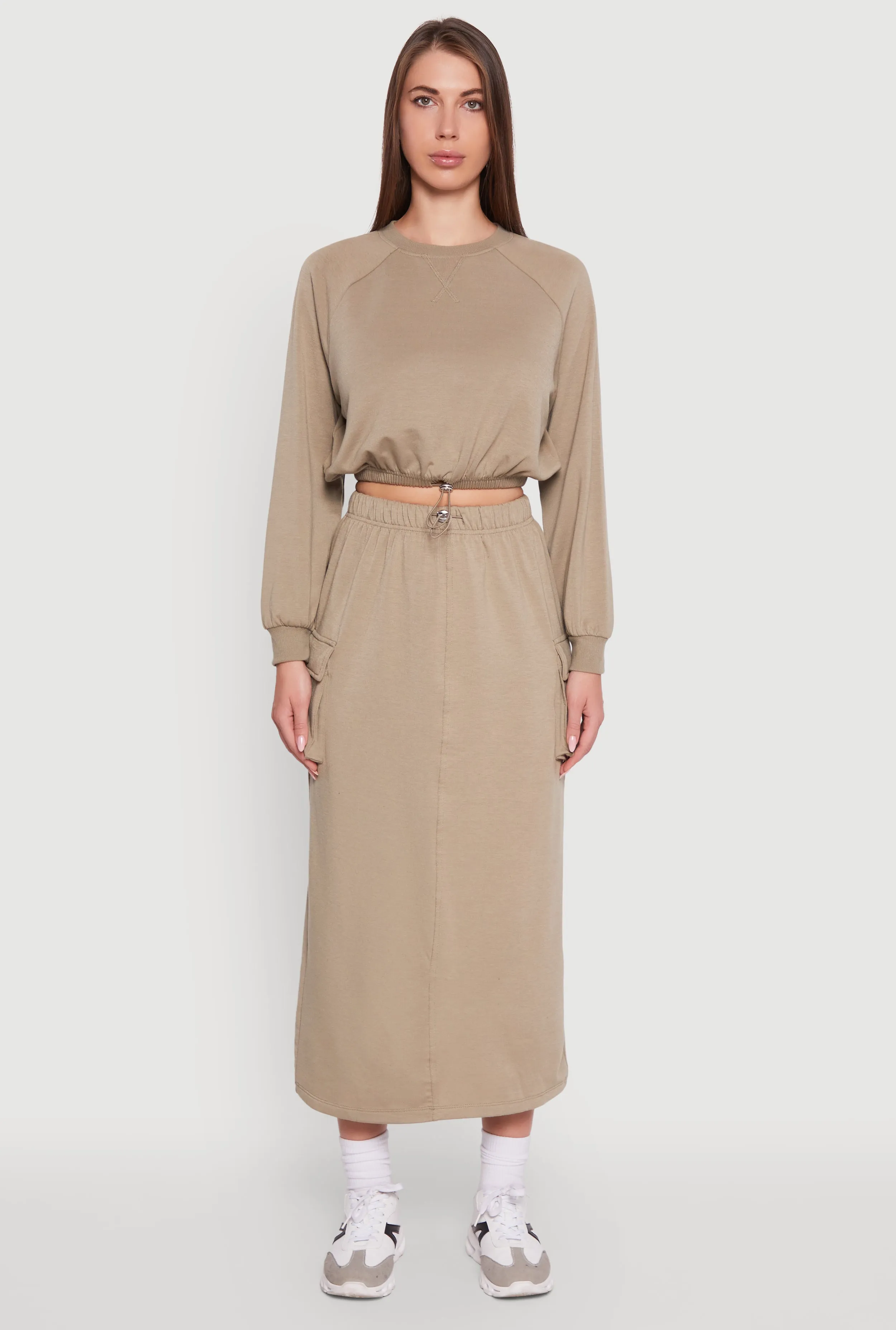 Fleece High Neck Bishop Sleeve Crop Sweatshirt sold by Rainbow product image thumbnail 3