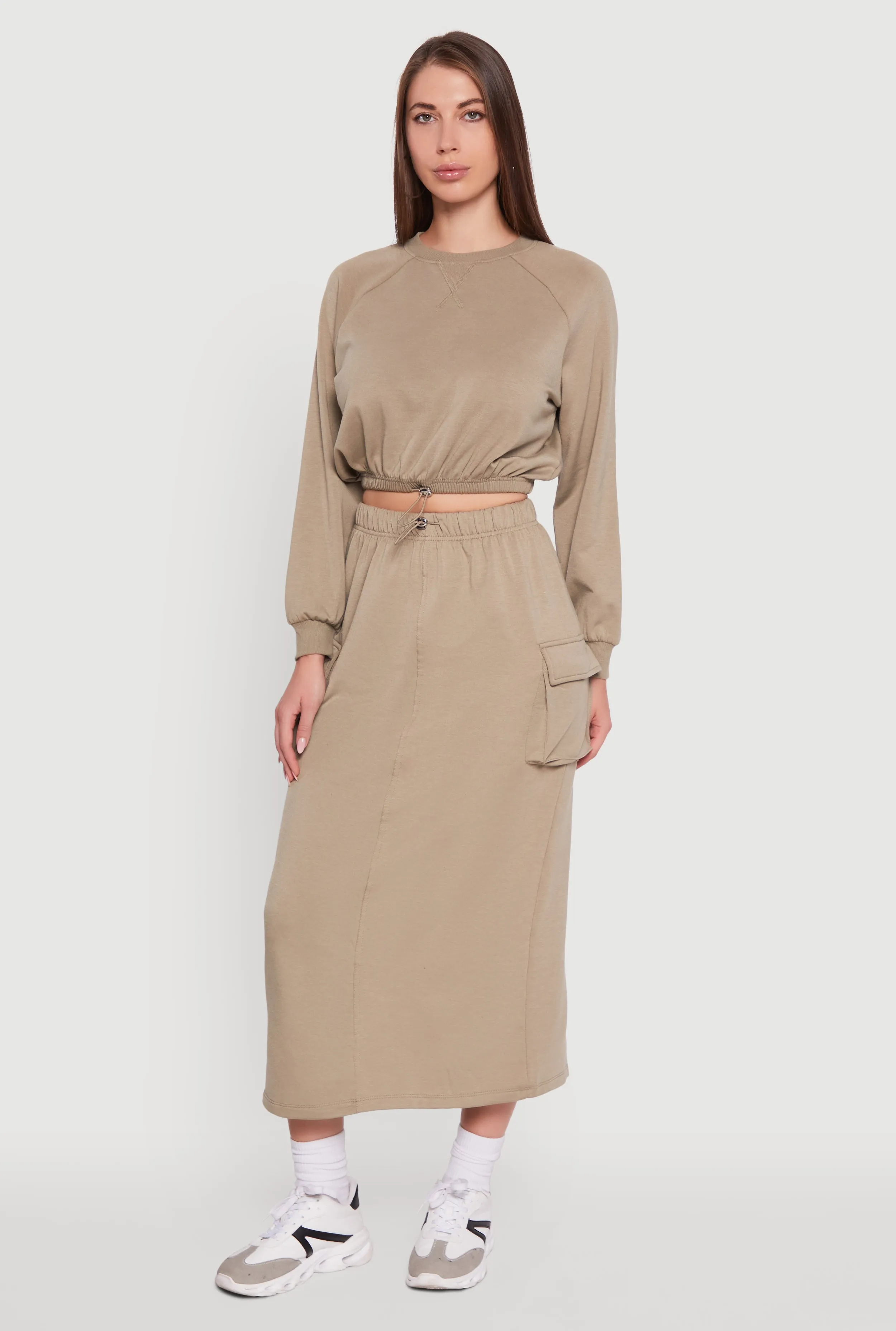 Fleece High Neck Bishop Sleeve Crop Sweatshirt sold by Rainbow product image thumbnail 2