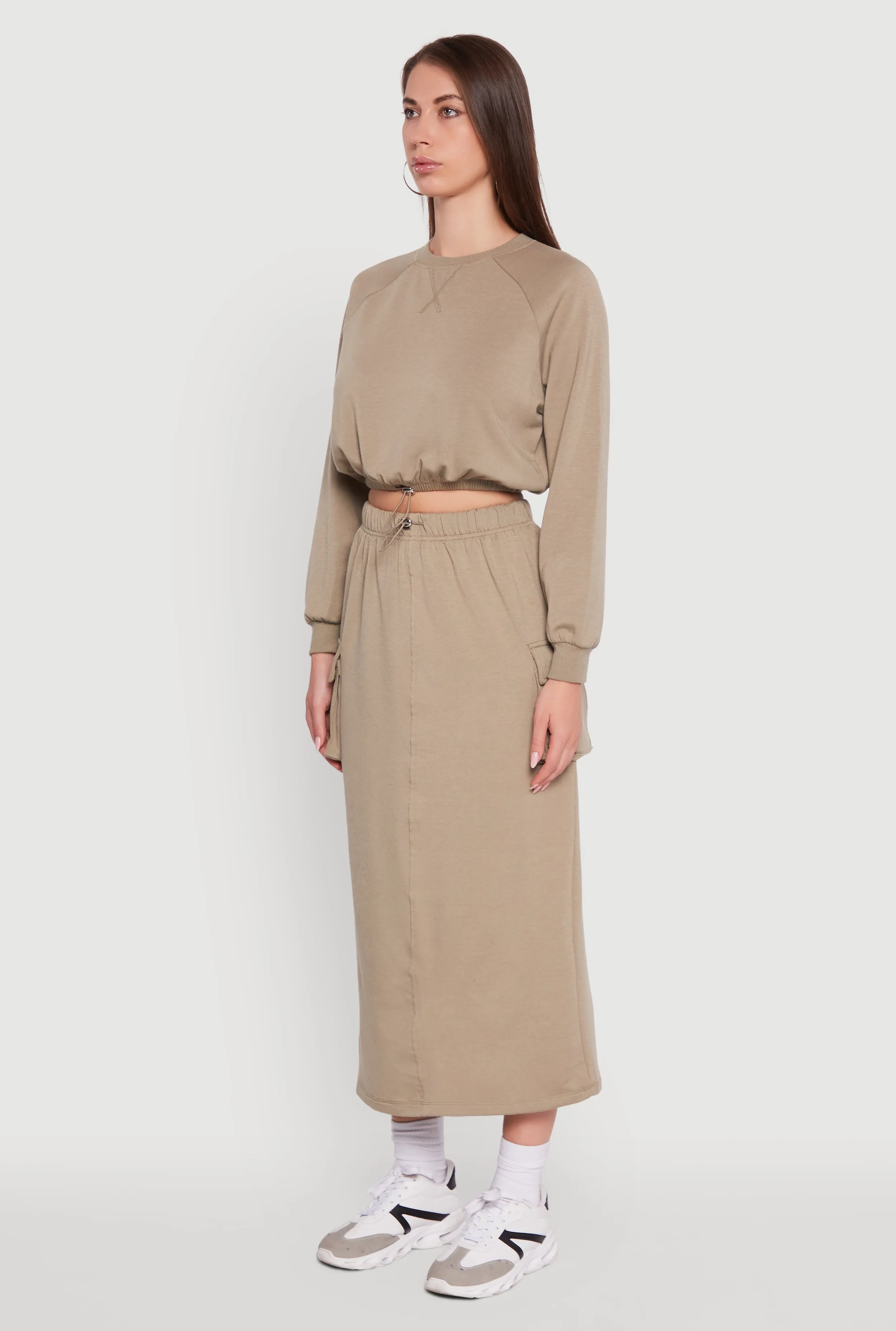 Fleece High Neck Bishop Sleeve Crop Sweatshirt sold by Rainbow product image thumbnail 5