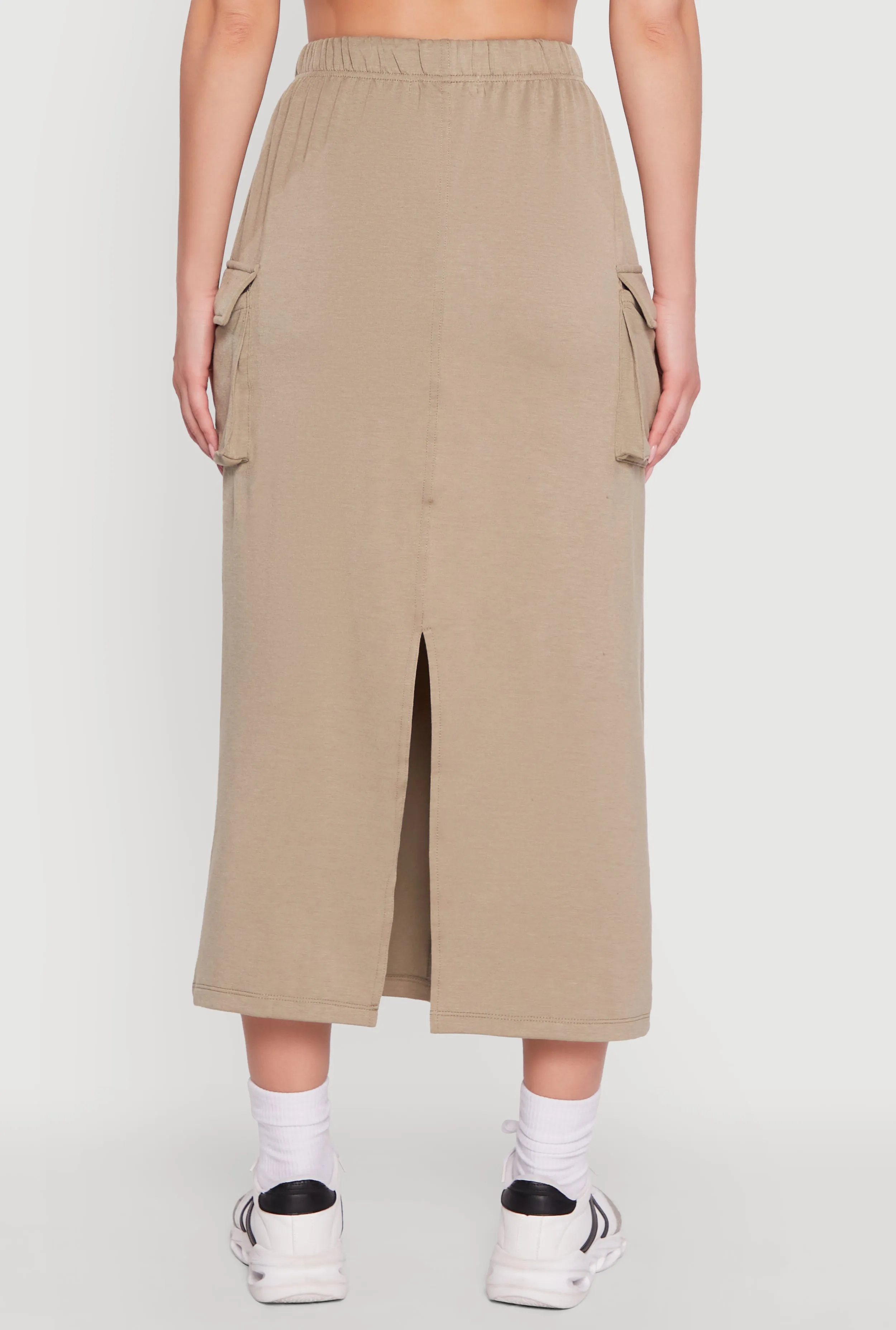 Fleece Toggle Drawstring Cargo Pocket Midi Skirt sold by Rainbow product image thumbnail 5