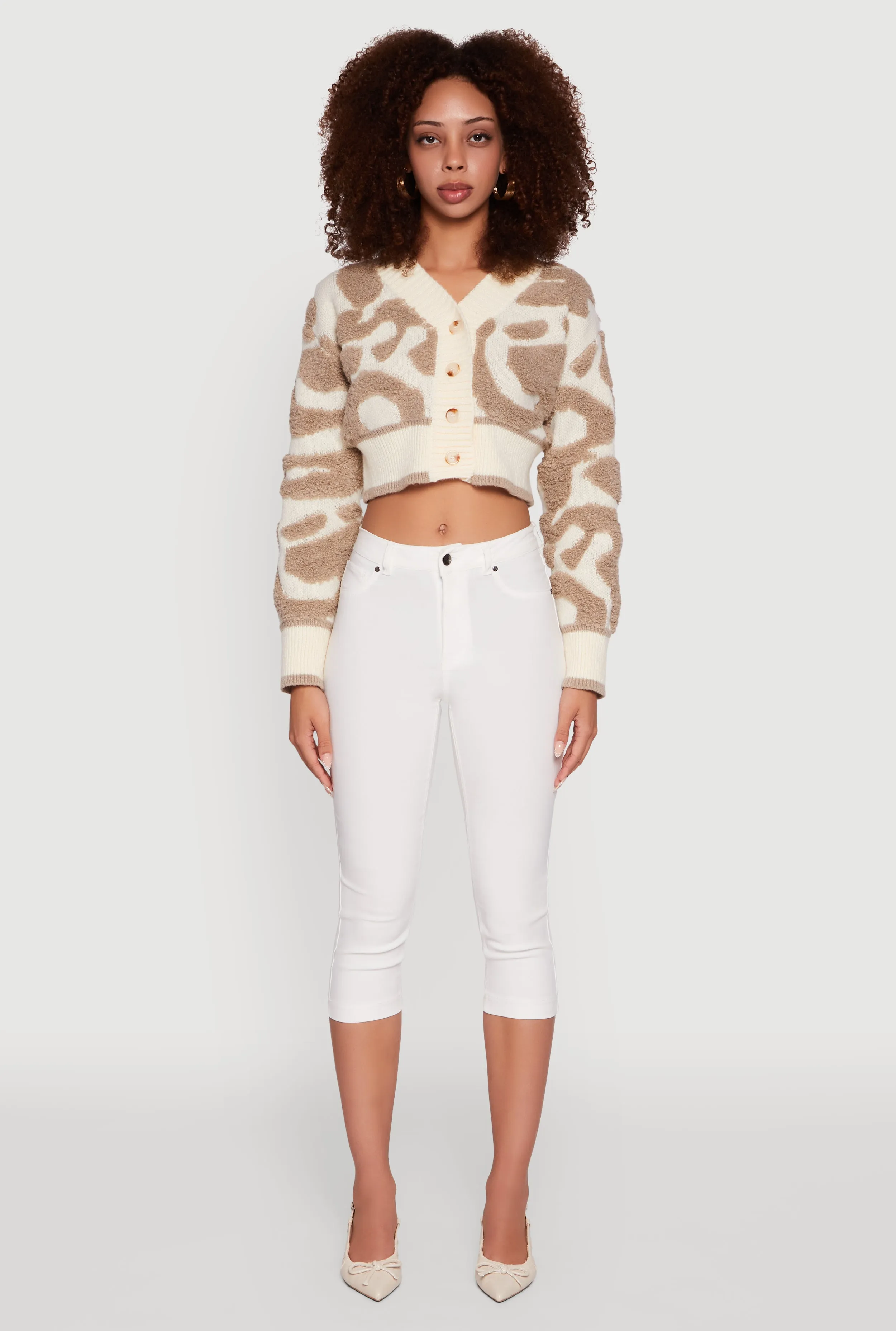 Tufted Knit Button Front Cropped Cardigan sold by Rainbow product image thumbnail 3