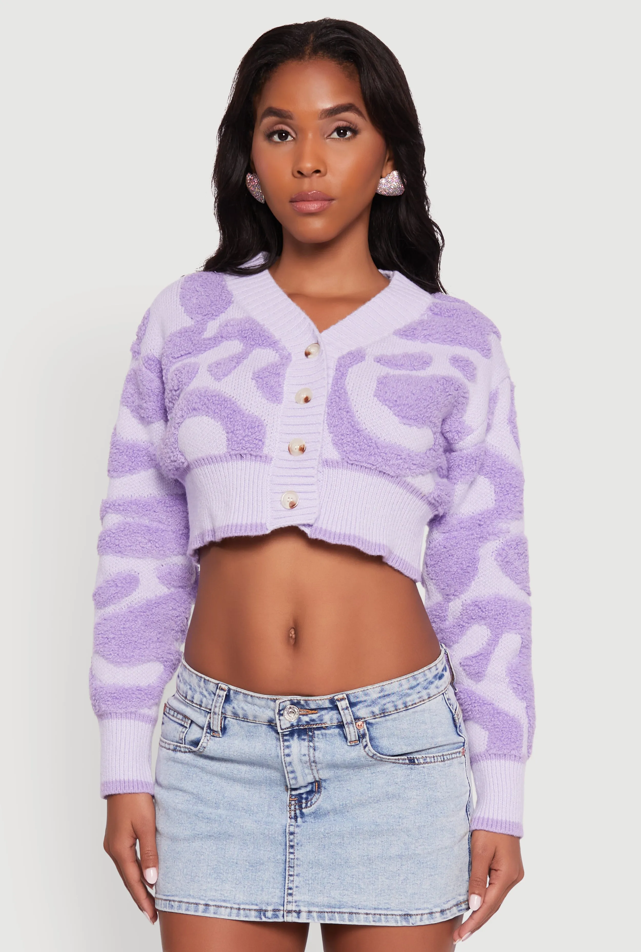 Tufted Knit Button Front Cropped Cardigan sold by Rainbow product image thumbnail 2