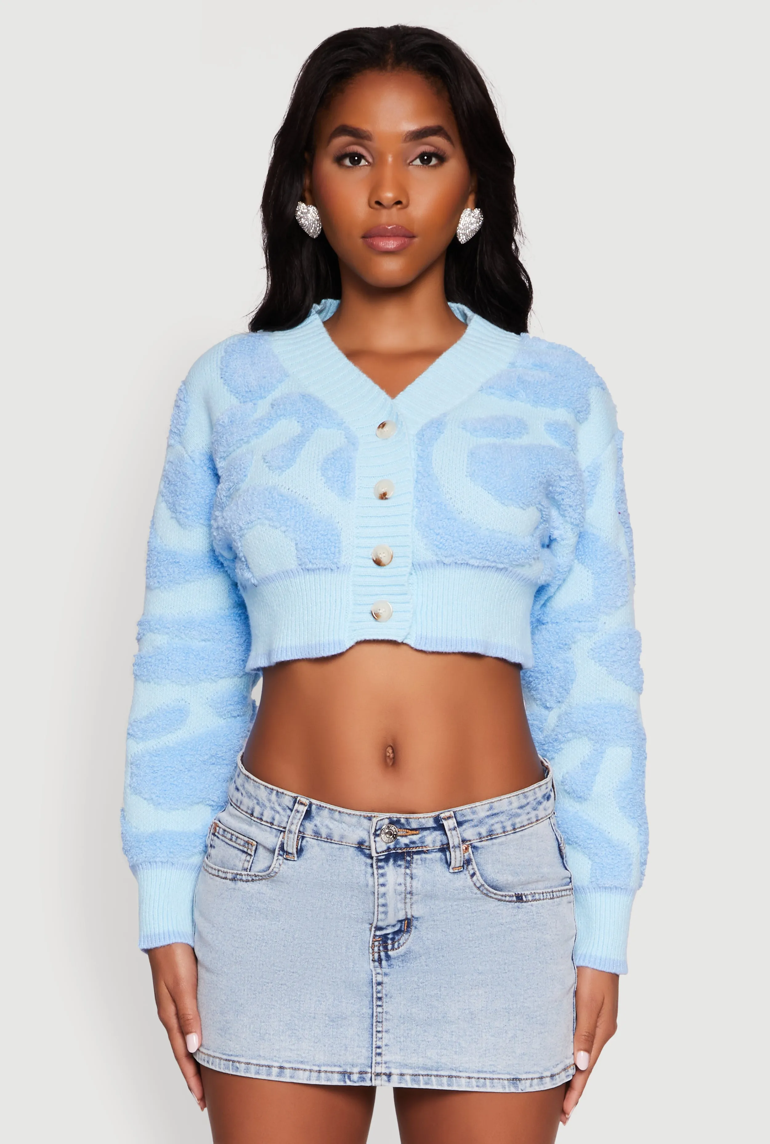 Tufted Knit Button Front Cropped Cardigan sold by Rainbow product image thumbnail 2