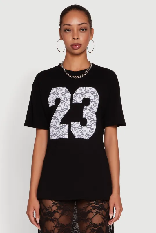 Stylish 23 Crew Neck Short Sleeve Tee sold by Rainbow