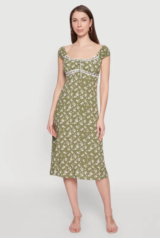 Madden Girl Ditsy Floral Sundress with Lace Details sold by Rainbow