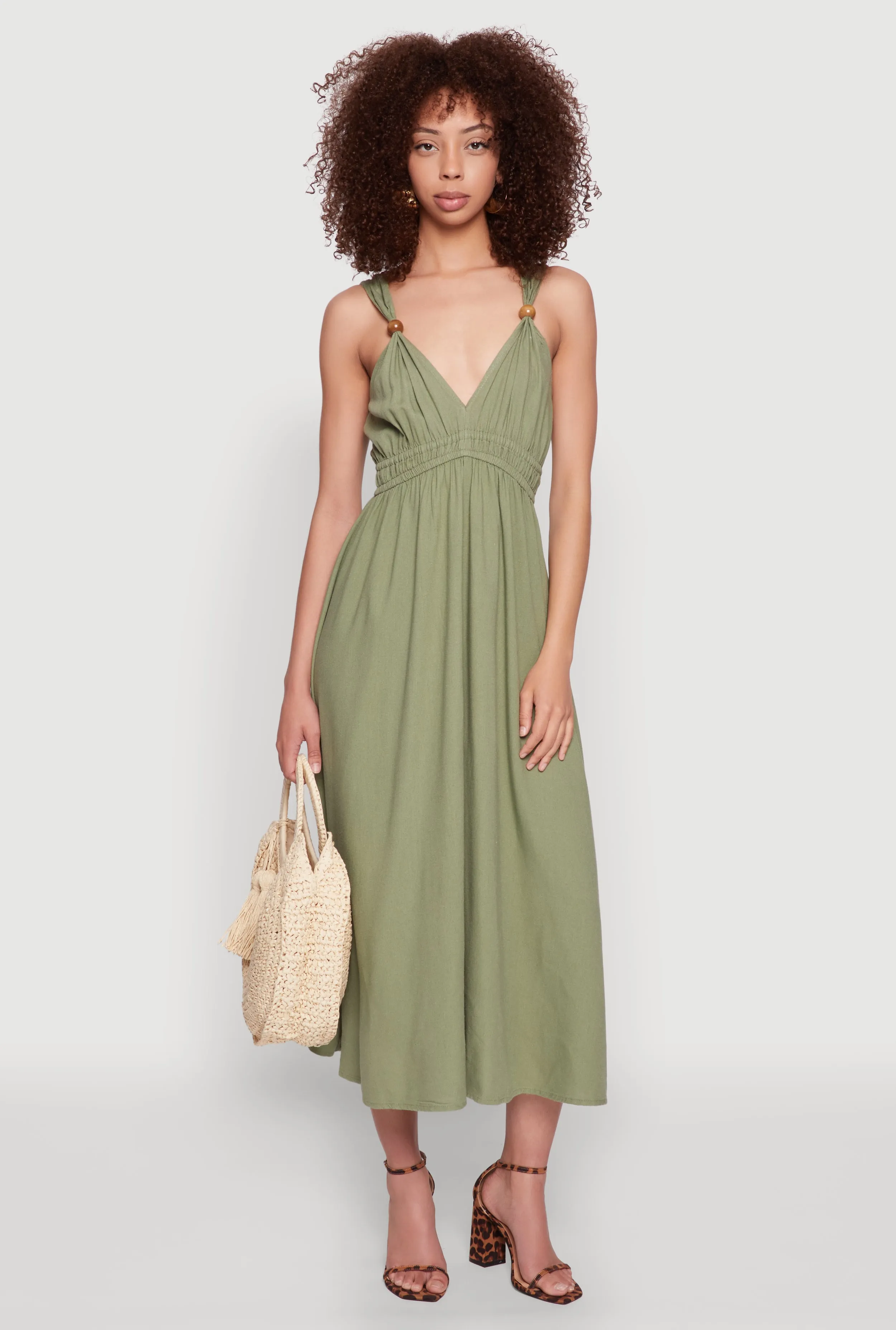 Haute Monde Linen Wood Beaded Strap Sundress sold by Rainbow product image thumbnail 4