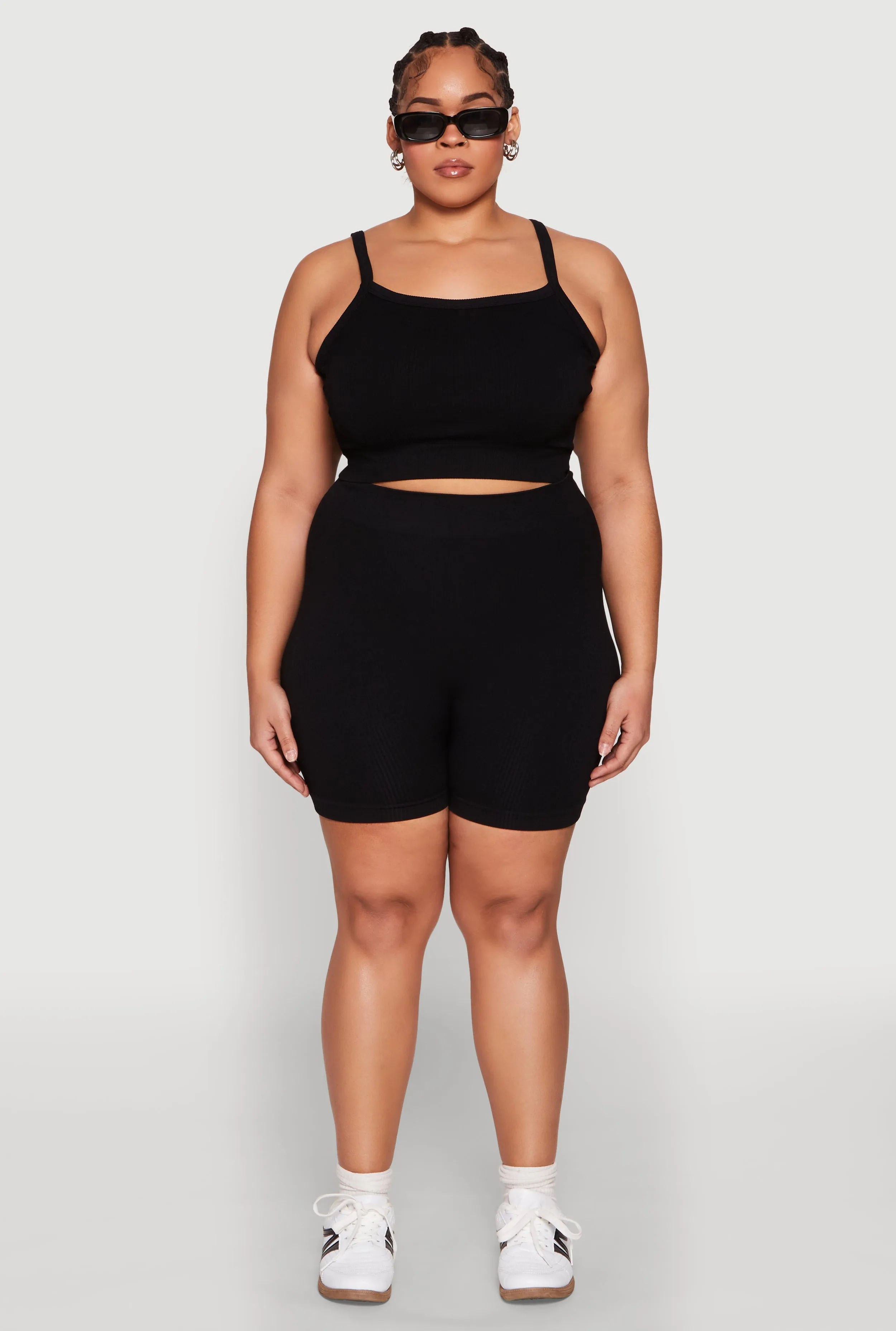 Plus Size Seamless Rib Knit Cami and Biker Shorts sold by Rainbow