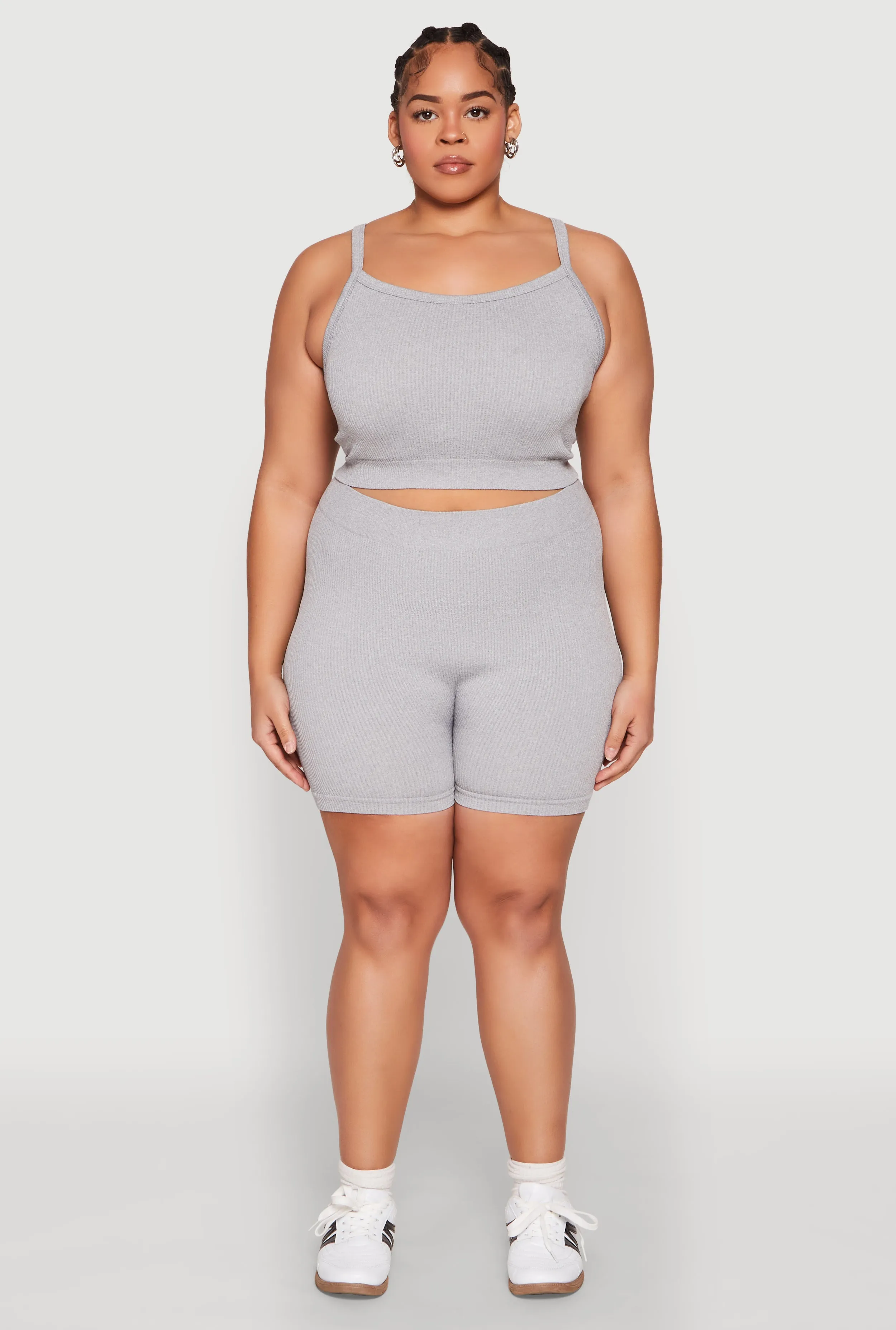 Plus Size Seamless Rib Knit Cami and Biker Shorts sold by Rainbow product image thumbnail 3