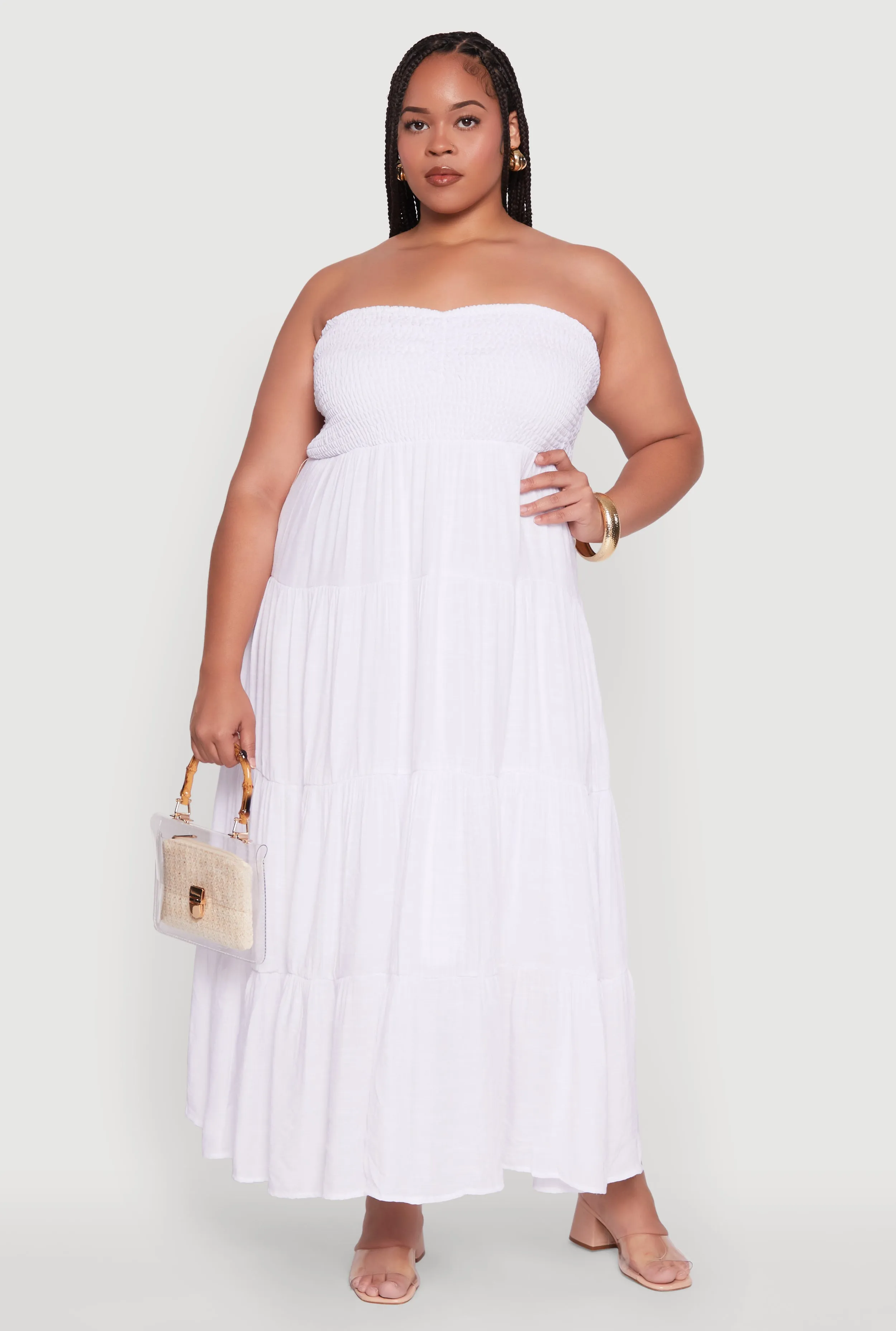 Plus Size Elegant Strapless Tiered Sundress sold by Rainbow product image thumbnail 2