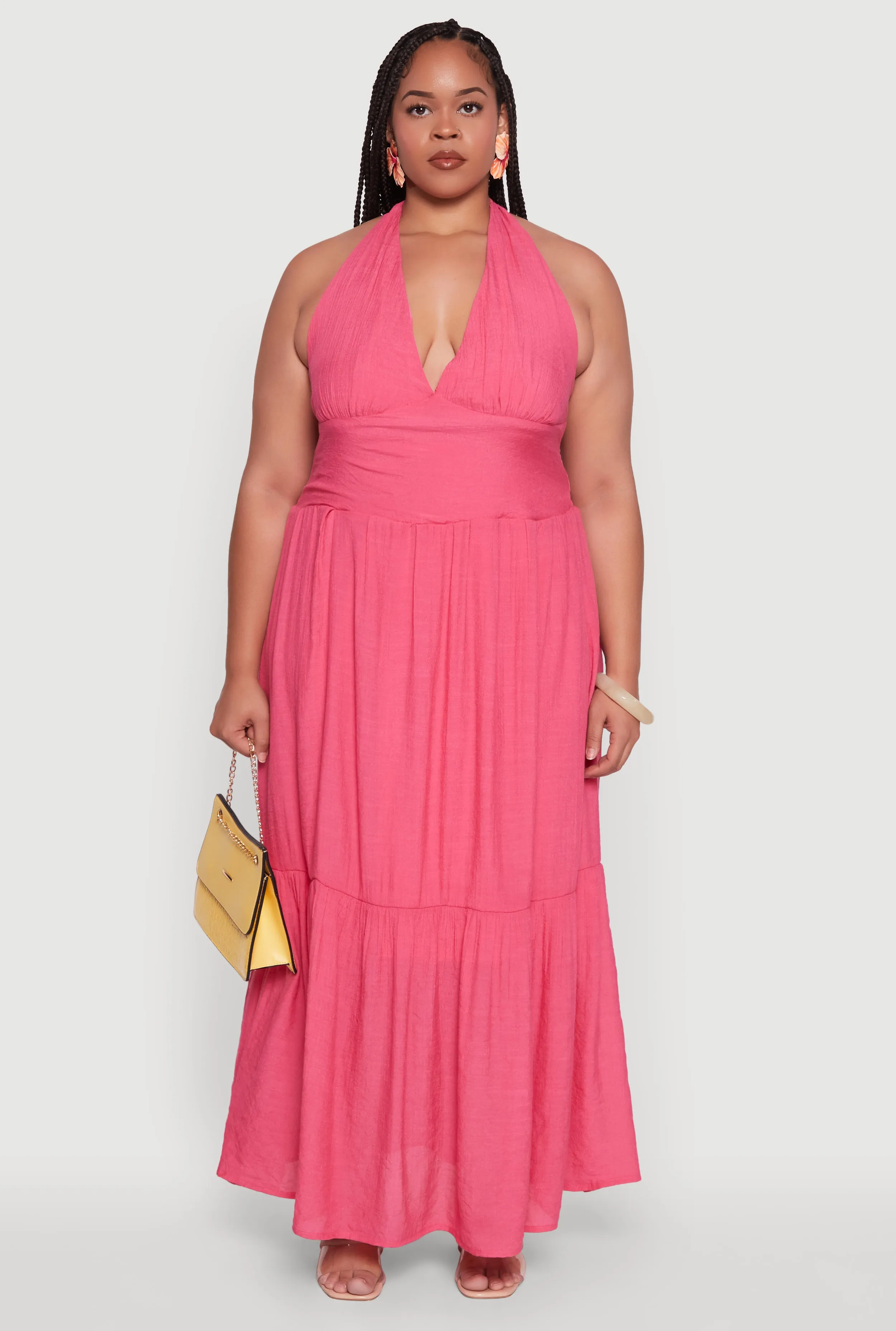 Plus Size Chic Smocked Back Halter Maxi Sundress sold by Rainbow product image thumbnail 3
