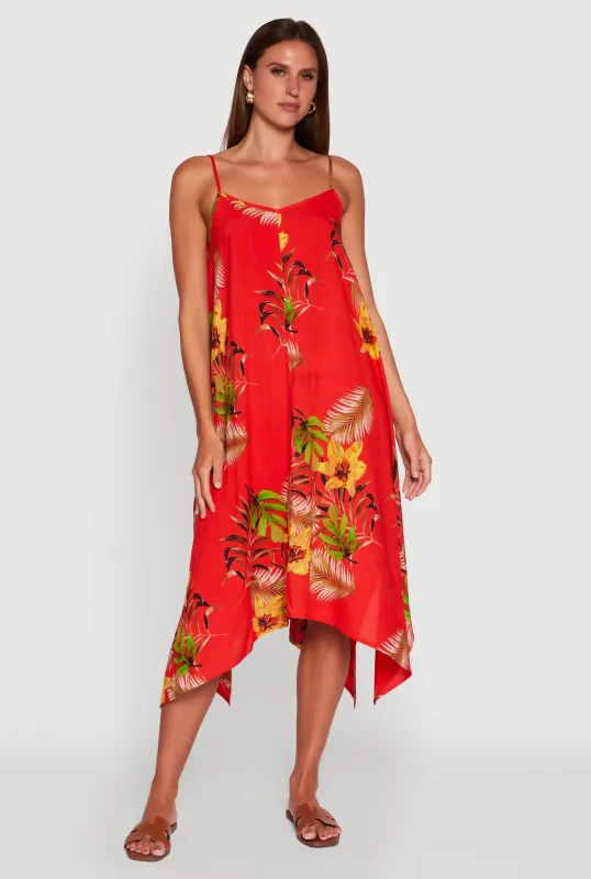 Floral Print Sharkbite Hem Shift Dress sold by Rainbow