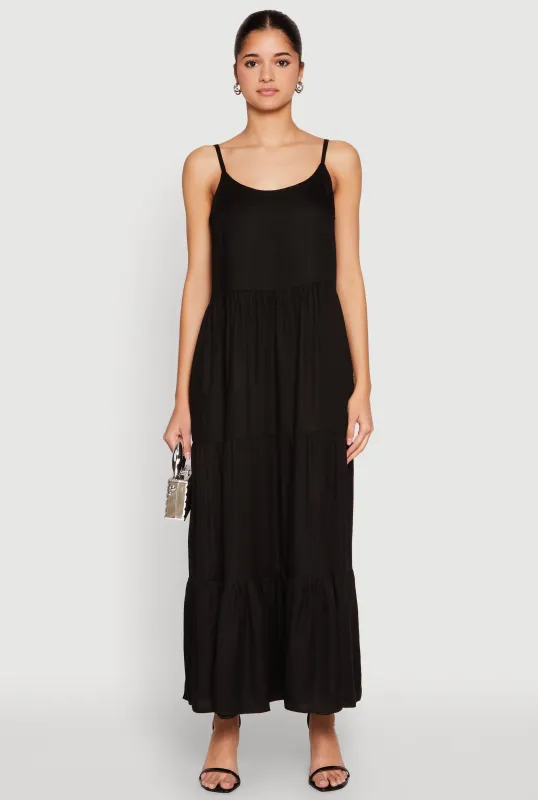 Scoop Neck Tiered Maxi Dress sold by Rainbow