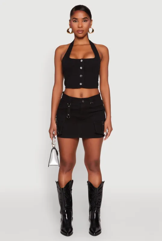 Tabbed Cargo Mini Skirt sold by Rainbow