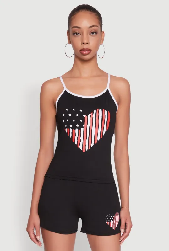 American Flag Heart Graphic Cami sold by Rainbow