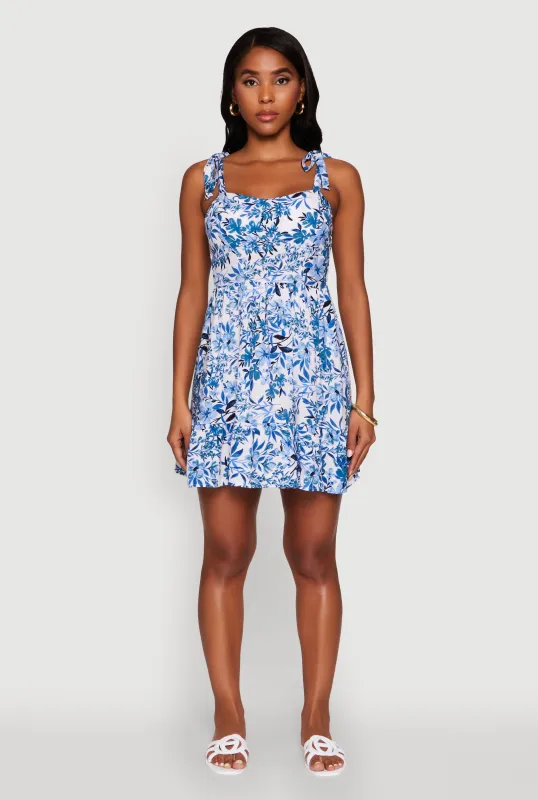 Chic Floral Tie Strap Sundress with Ruffles sold by Rainbow