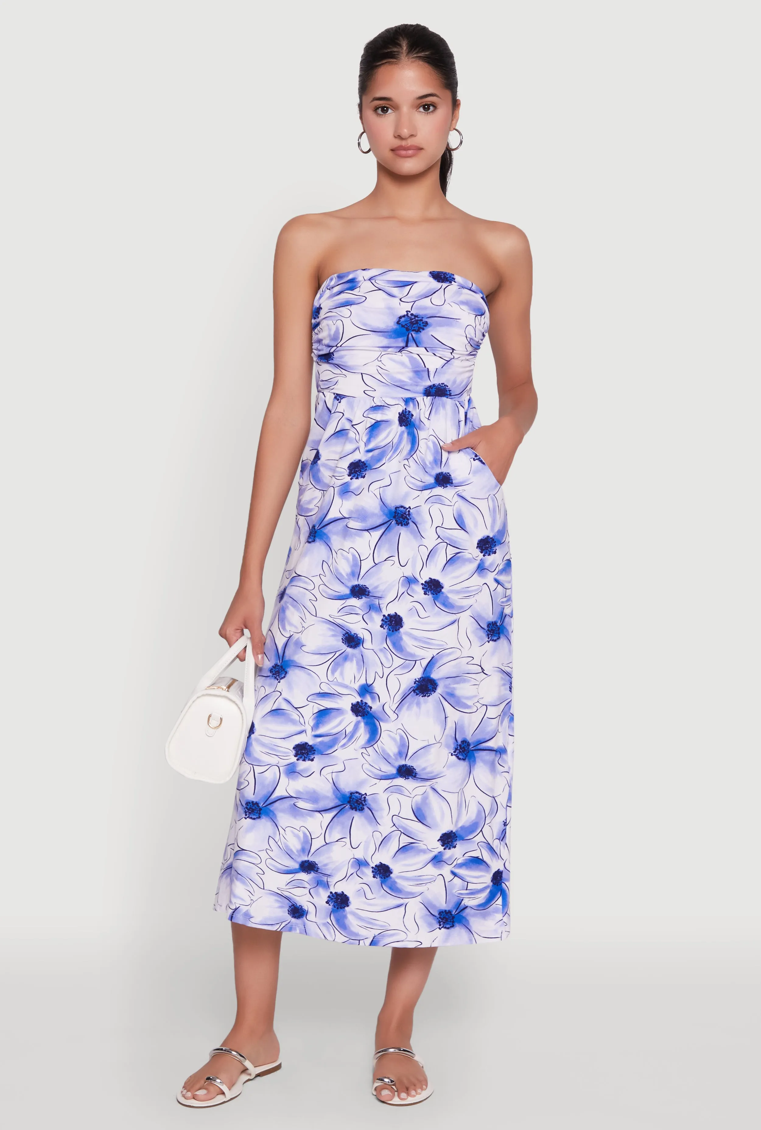 Floral Ruched Tube Sundress sold by Rainbow